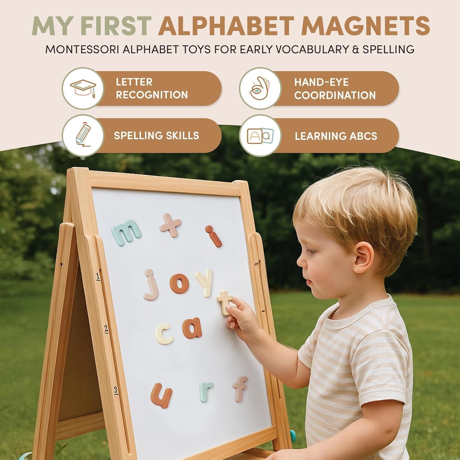 JoyCat Silicone Magnetic Letters and Numbers, 26 Uppercase Alphabet with 0-9, Fridge Magnets for Toddlers & Kids, Preschool Learning Refrigerator Toy Set, Birthday Gifts for Boys Girls (Muted Color)(Muted Color)