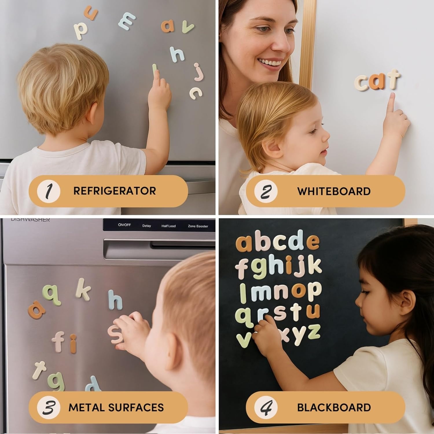 JoyCat Silicone Magnetic Letters and Numbers, 26 Uppercase Alphabet with 0-9, Fridge Magnets for Toddlers & Kids, Preschool Learning Refrigerator Toy Set, Birthday Gifts for Boys Girls (Muted Color)(Muted Color)