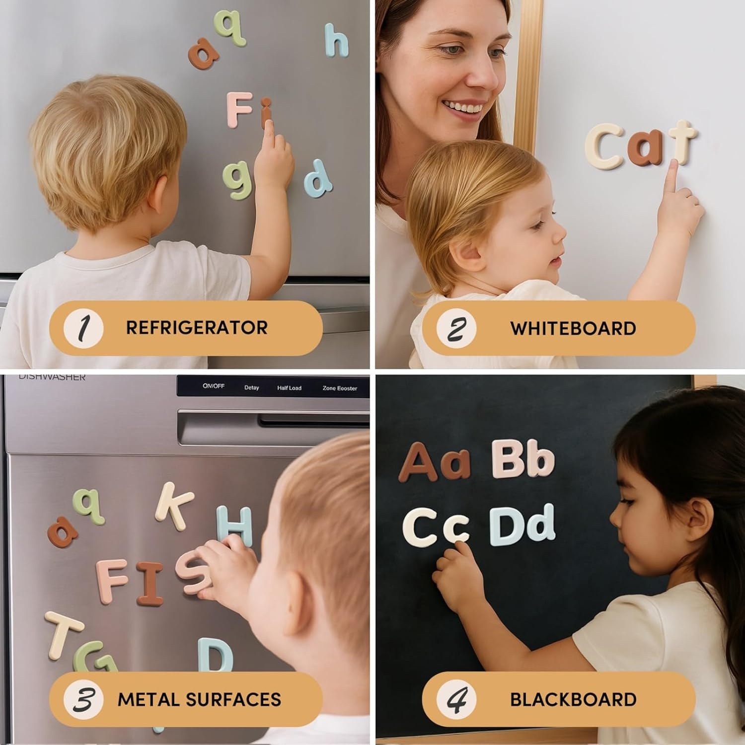 JoyCat Silicone Magnetic Letters and Numbers, 26 Uppercase Alphabet with 0-9, Fridge Magnets for Toddlers & Kids, Preschool Learning Refrigerator Toy Set, Birthday Gifts for Boys Girls (Muted Color)(Muted Color)