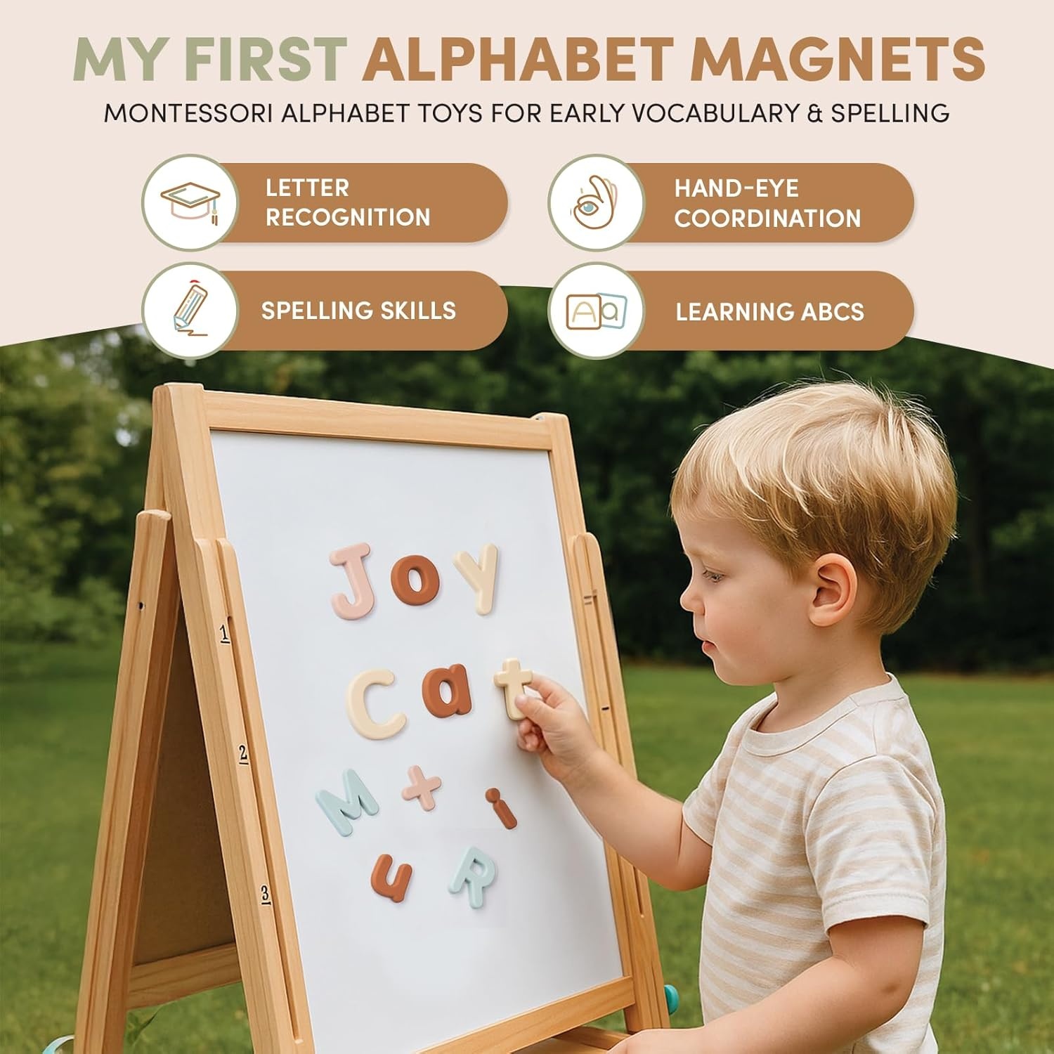 JoyCat Silicone Magnetic Letters and Numbers, 26 Uppercase Alphabet with 0-9, Fridge Magnets for Toddlers & Kids, Preschool Learning Refrigerator Toy Set, Birthday Gifts for Boys Girls (Muted Color)(Muted Color)