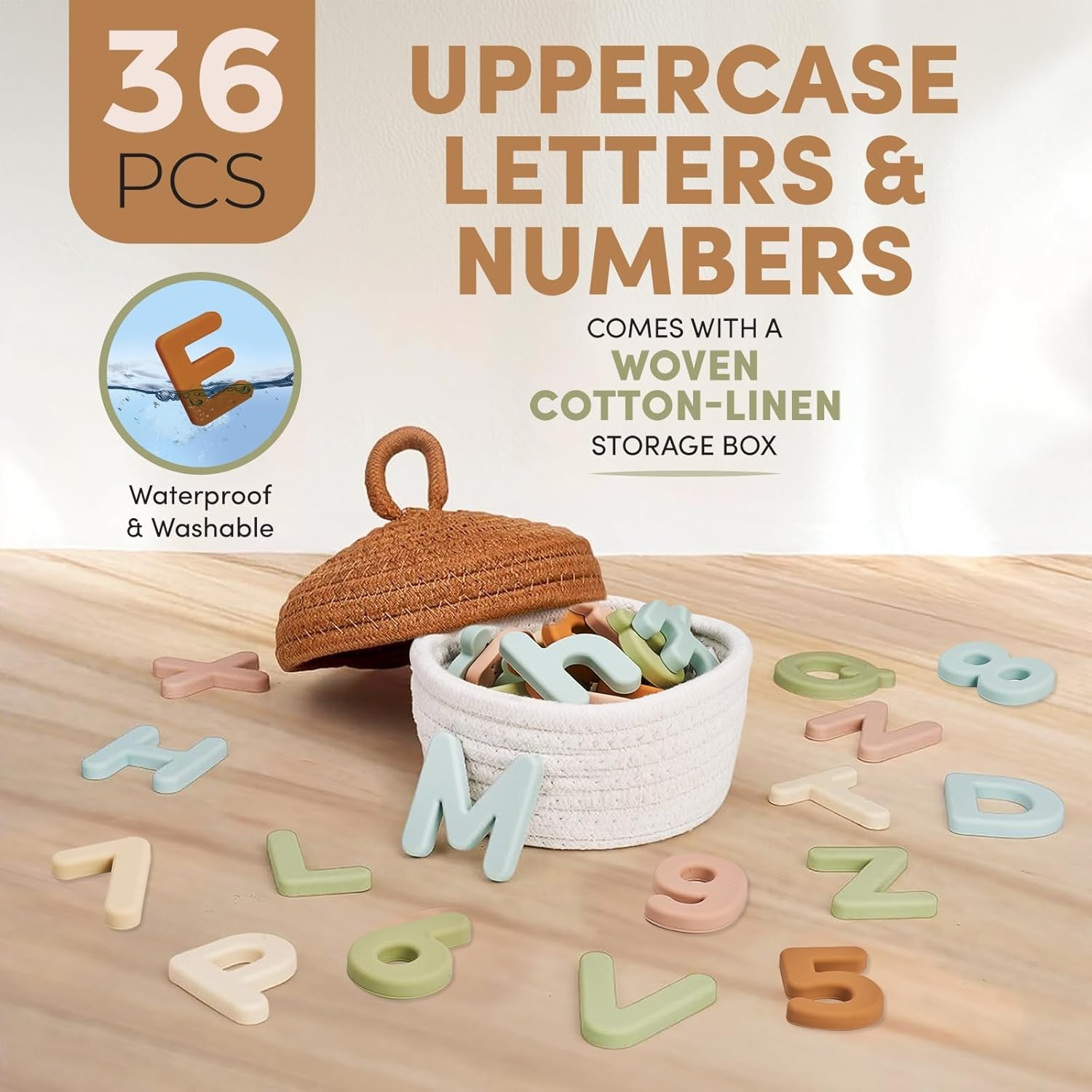 JoyCat Silicone Magnetic Letters and Numbers, 26 Uppercase Alphabet with 0-9, Fridge Magnets for Toddlers & Kids, Preschool Learning Refrigerator Toy Set, Birthday Gifts for Boys Girls (Muted Color)(Muted Color)
