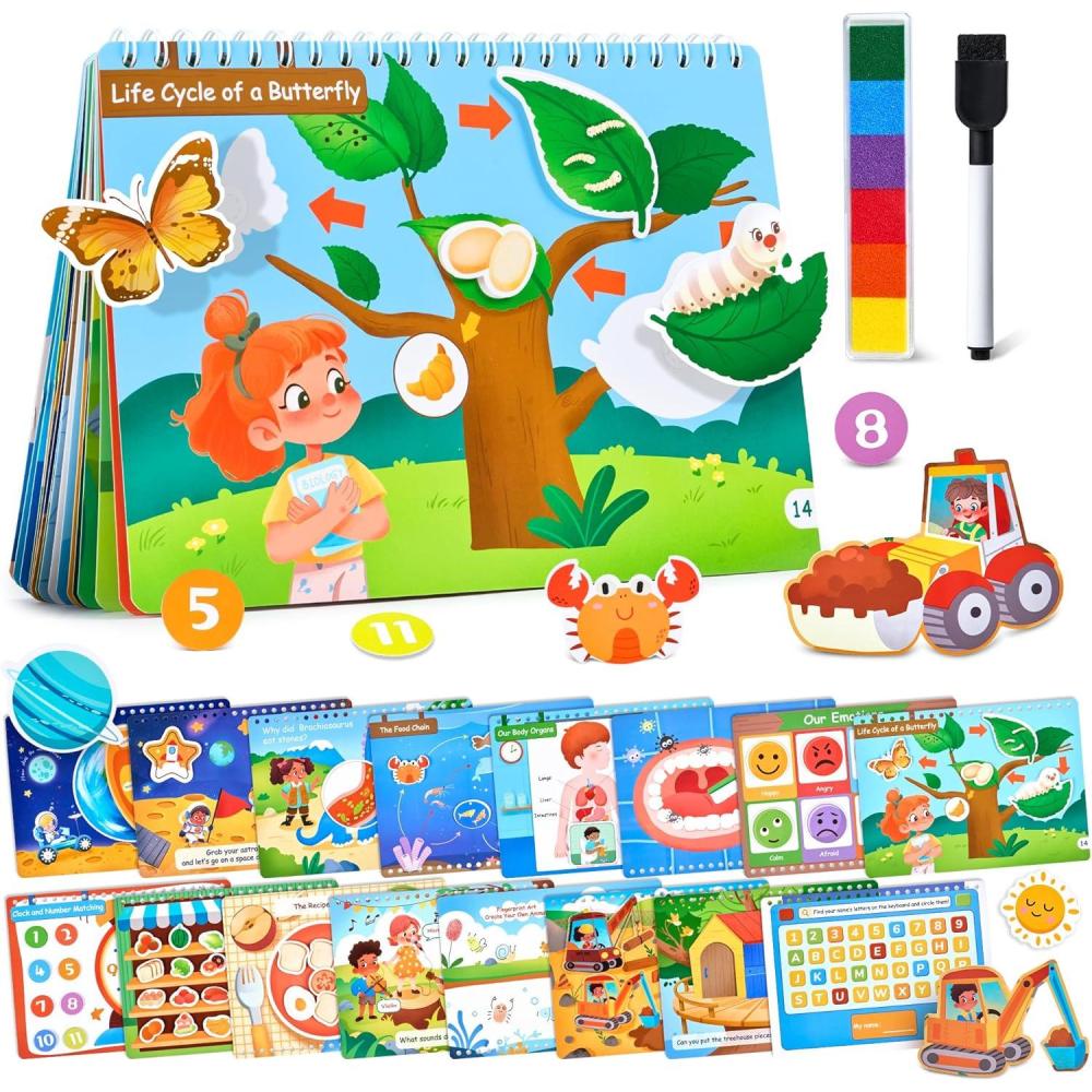 JoyCat Preschool Busy Book for Toddlers 3-5, Learning Activities, Educational Sensory Toys, Autism Learning Material, Back to School, Birthdays Presents for Boys Girls(English – STEAM Edition)