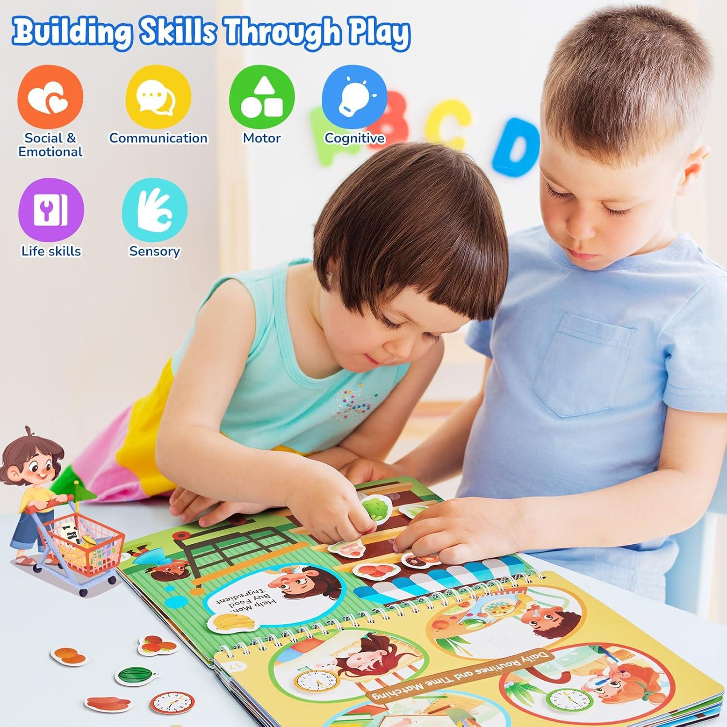 JoyCat Preschool Busy Book for Toddlers 3-5, Learning Activities, Educational Sensory Toys, Autism Learning Material, Back to School, Birthdays Presents for Boys Girls(English – STEAM Edition)