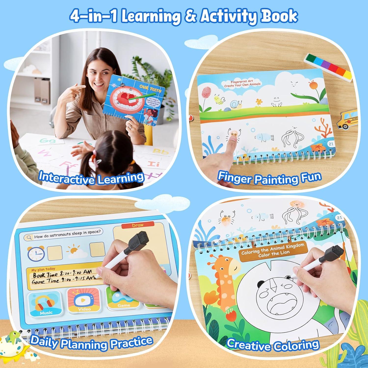JoyCat Preschool Busy Book for Toddlers 3-5, Learning Activities, Educational Sensory Toys, Autism Learning Material, Back to School, Birthdays Presents for Boys Girls(English – STEAM Edition)