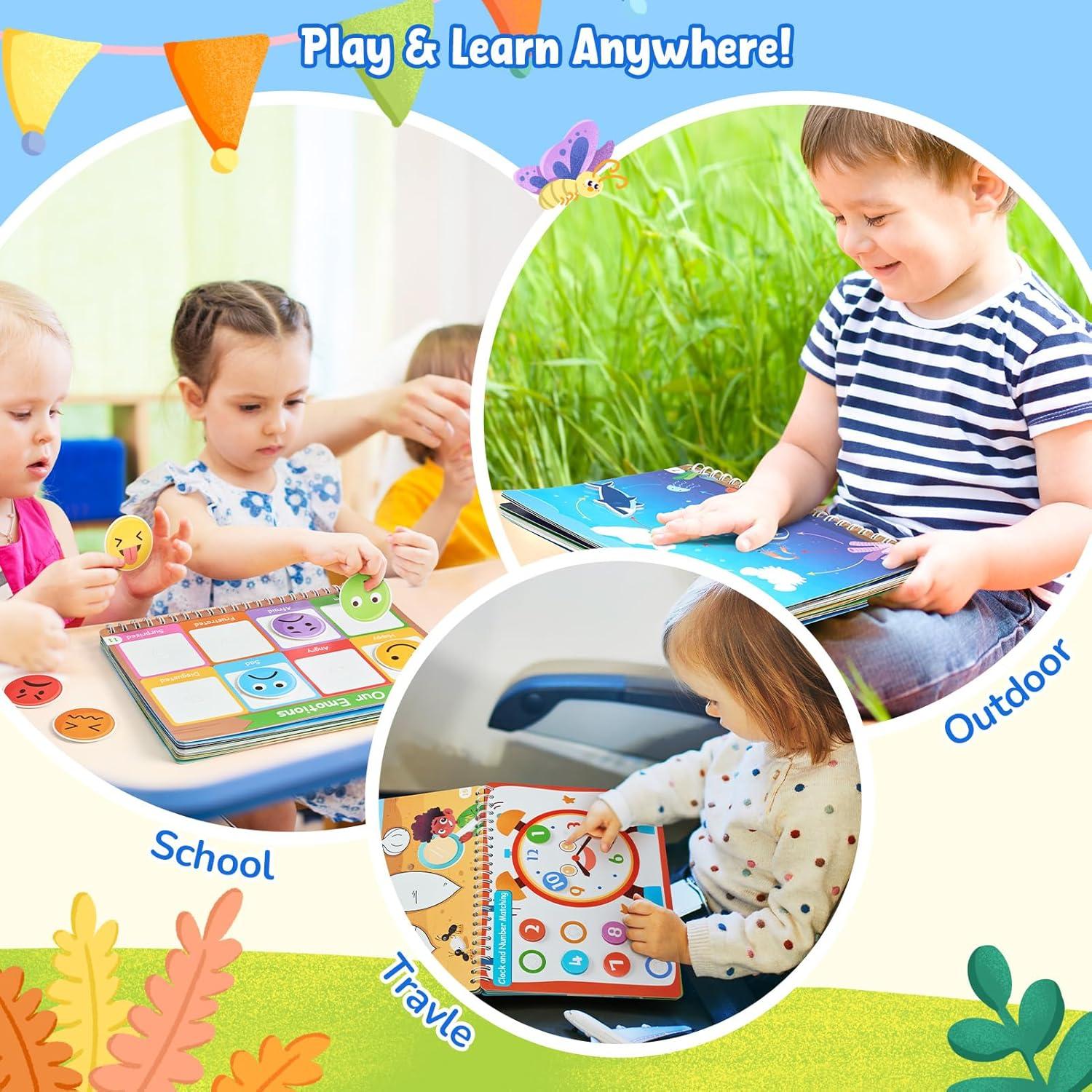 JoyCat Preschool Busy Book for Toddlers 3-5, Learning Activities, Educational Sensory Toys, Autism Learning Material, Back to School, Birthdays Presents for Boys Girls(English – STEAM Edition)