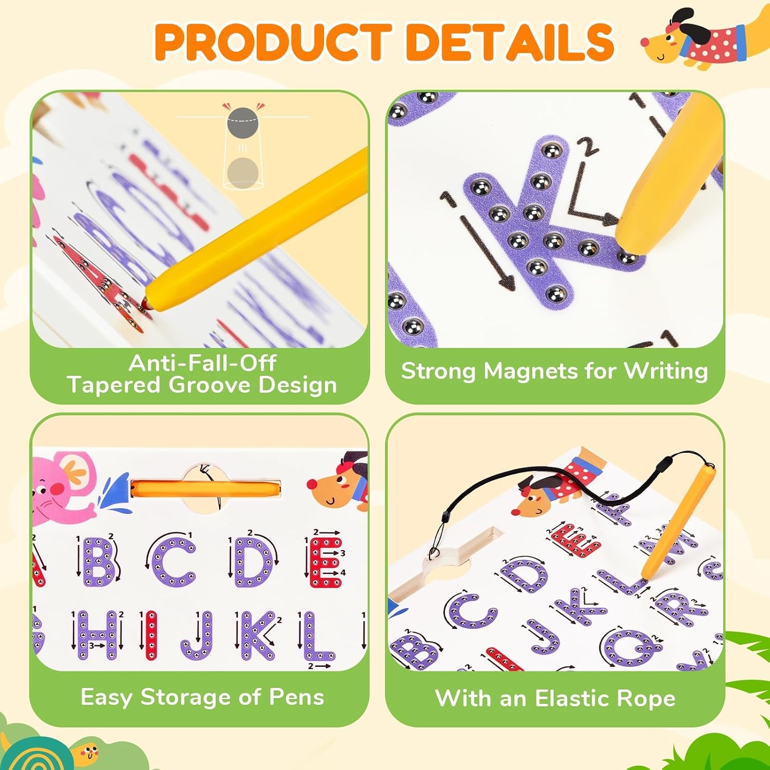 JoyCat Magnetic Shapes and Lines Tracing Board, 2-in-1 Double-Sided Pencil Control Toy for Toddlers & Kids, Preschool Educational Learning, Road Trip Car Activities, Birthday Gifts for Boys & Girls(Letter 2)