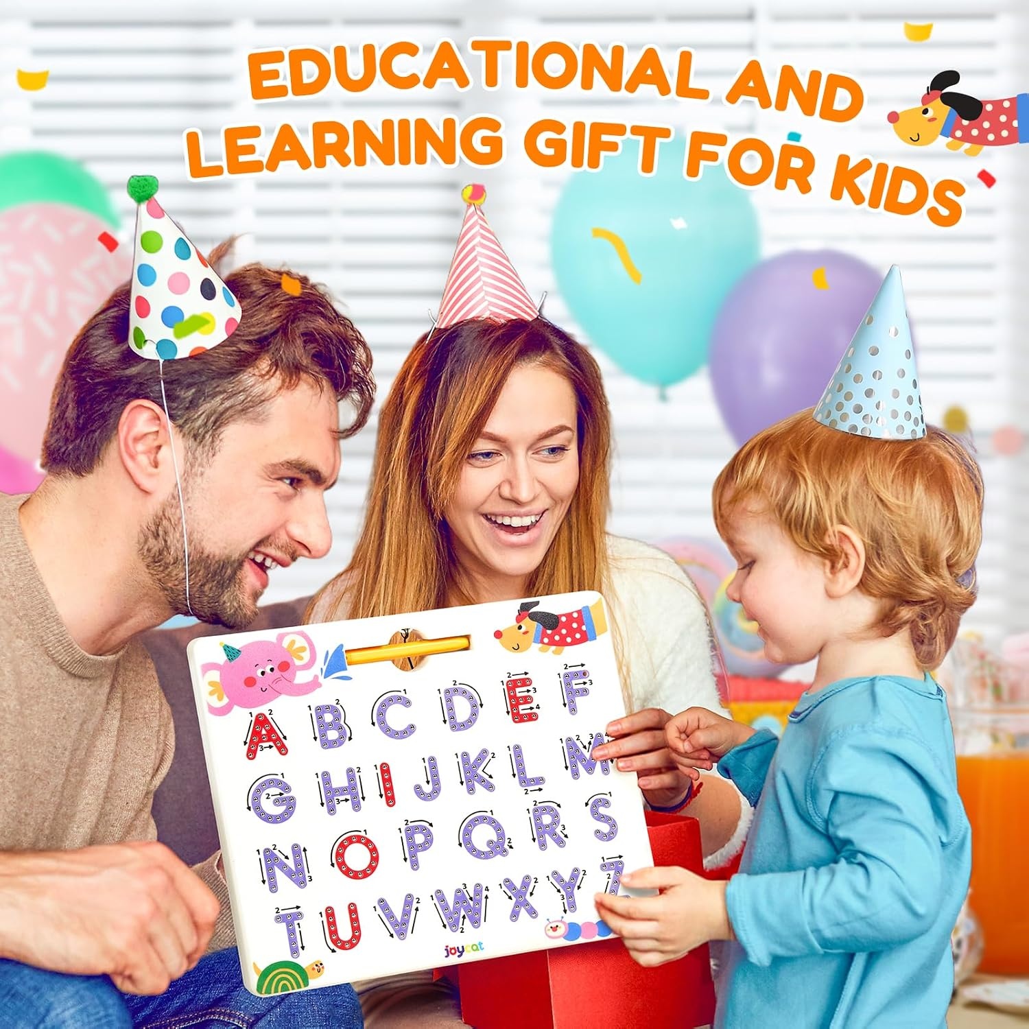 JoyCat Magnetic Shapes and Lines Tracing Board, 2-in-1 Double-Sided Pencil Control Toy for Toddlers & Kids, Preschool Educational Learning, Road Trip Car Activities, Birthday Gifts for Boys & Girls(Letter 2)