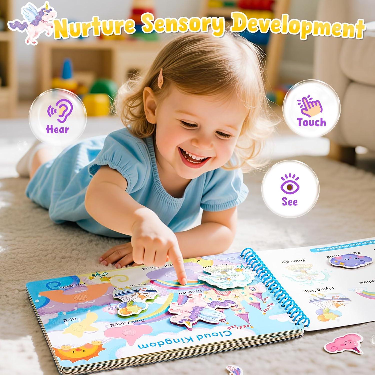 JoyCat Preschool Busy Book for Toddlers 3-5, Learning Activities, Educational Sensory Toys, Autism Learning Material, Back to School, Birthdays Presents for Boys Girls(Imagination World)