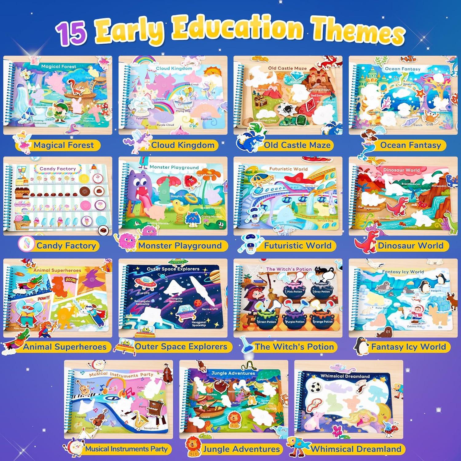 JoyCat Preschool Busy Book for Toddlers 3-5, Learning Activities, Educational Sensory Toys, Autism Learning Material, Back to School, Birthdays Presents for Boys Girls(Imagination World)