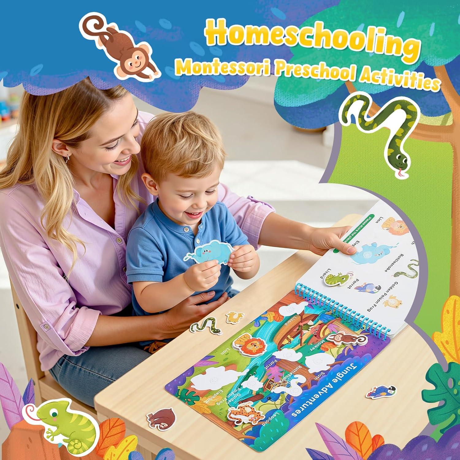 JoyCat Preschool Busy Book for Toddlers 3-5, Learning Activities, Educational Sensory Toys, Autism Learning Material, Back to School, Birthdays Presents for Boys Girls(Imagination World)