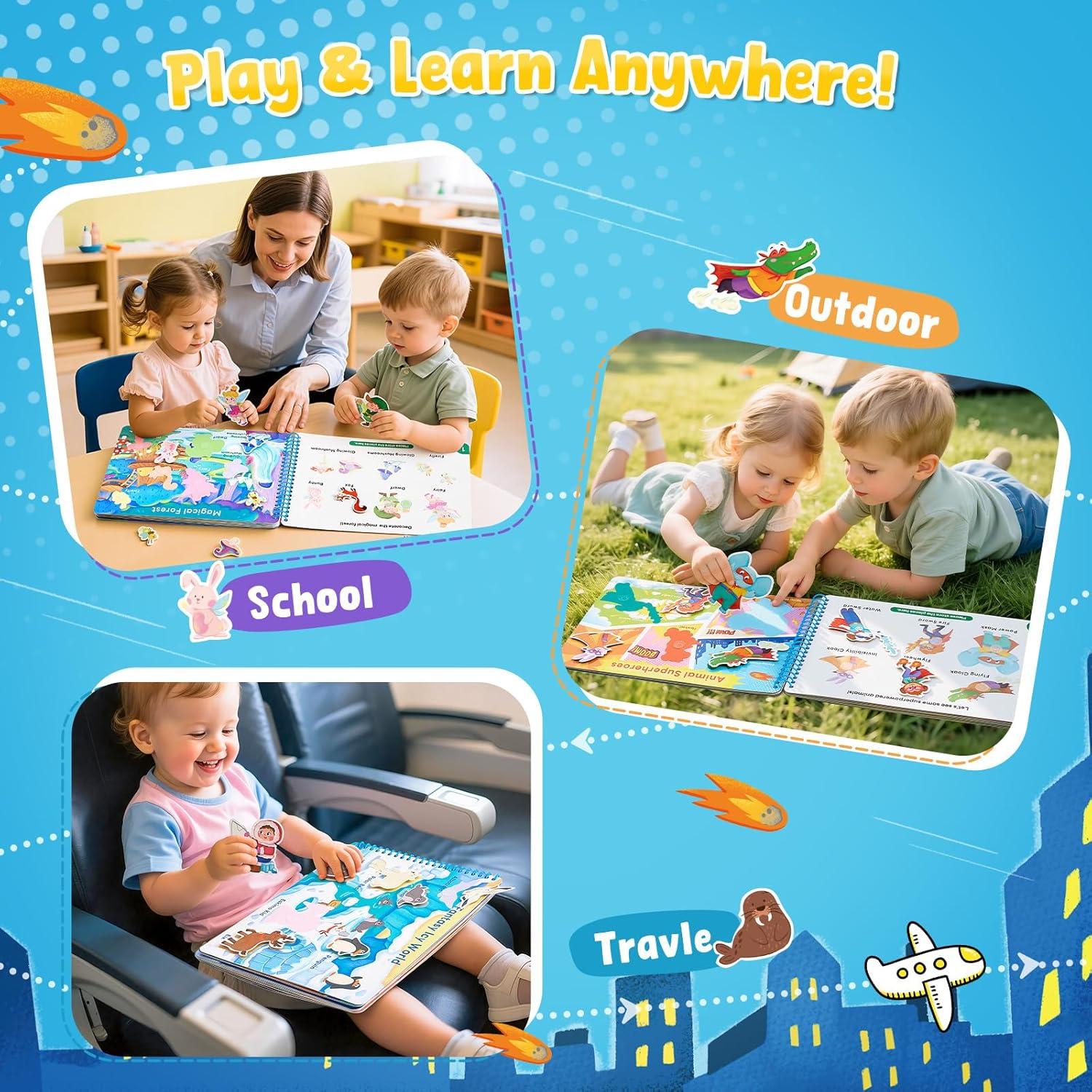 JoyCat Preschool Busy Book for Toddlers 3-5, Learning Activities, Educational Sensory Toys, Autism Learning Material, Back to School, Birthdays Presents for Boys Girls(Imagination World)