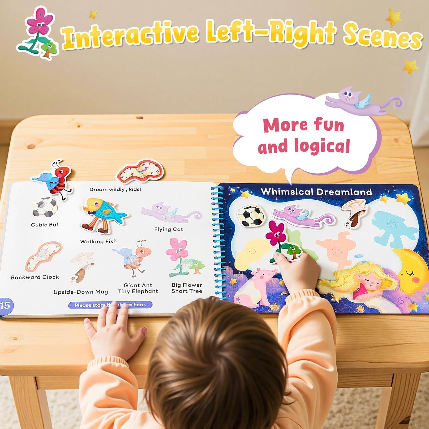 JoyCat Preschool Busy Book for Toddlers 3-5, Learning Activities, Educational Sensory Toys, Autism Learning Material, Back to School, Birthdays Presents for Boys Girls(Imagination World)