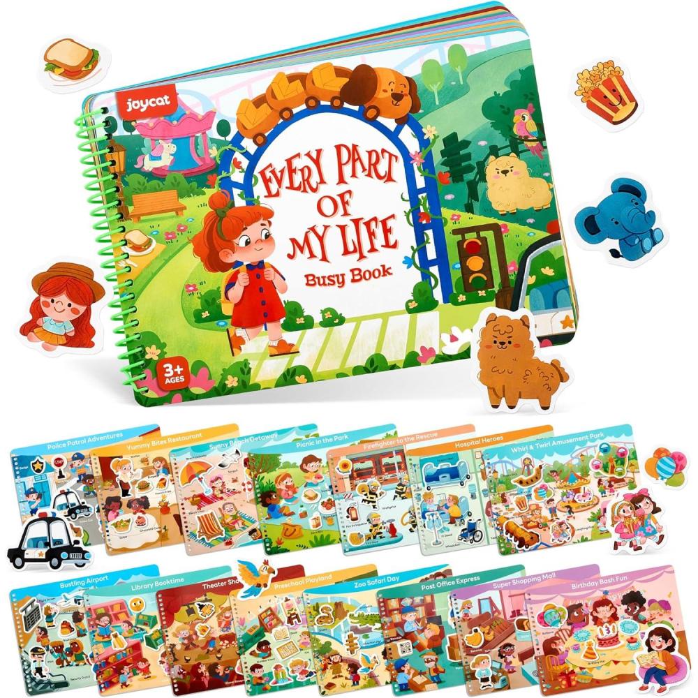 JoyCat Preschool Busy Book for Toddlers 3-5, Learning Activities, Educational Sensory Toys, Autism Learning Material, Back to School, Birthdays Presents for Boys Girls(Daily Life)