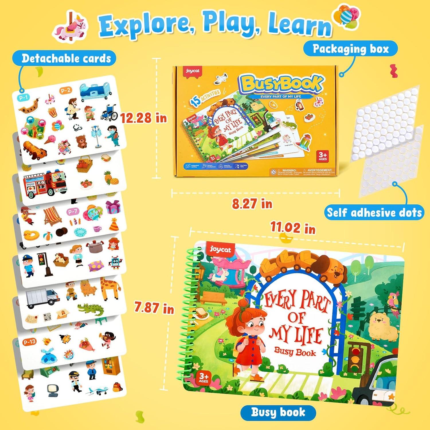 JoyCat Preschool Busy Book for Toddlers 3-5, Learning Activities, Educational Sensory Toys, Autism Learning Material, Back to School, Birthdays Presents for Boys Girls(Daily Life)