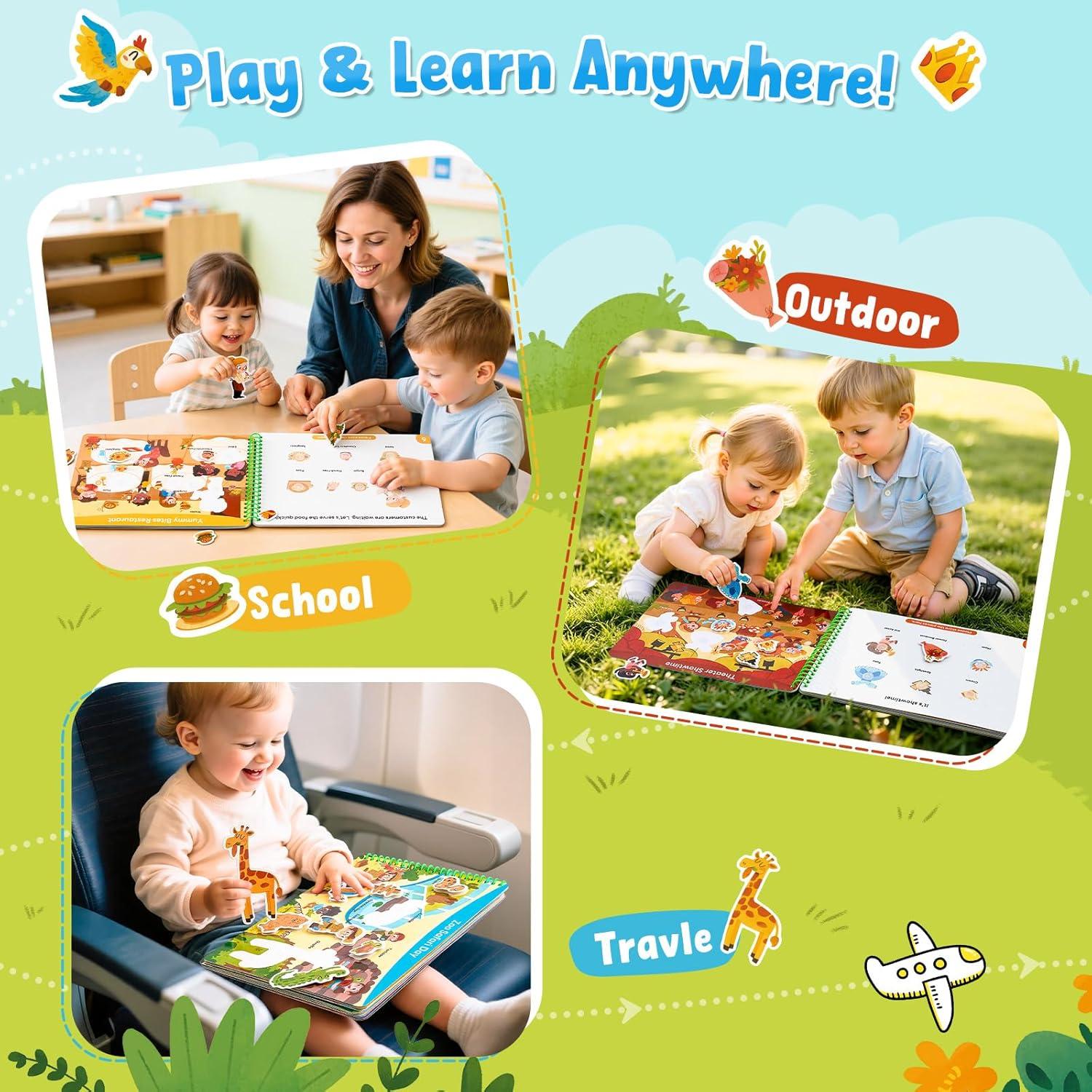 JoyCat Preschool Busy Book for Toddlers 3-5, Learning Activities, Educational Sensory Toys, Autism Learning Material, Back to School, Birthdays Presents for Boys Girls(Daily Life)