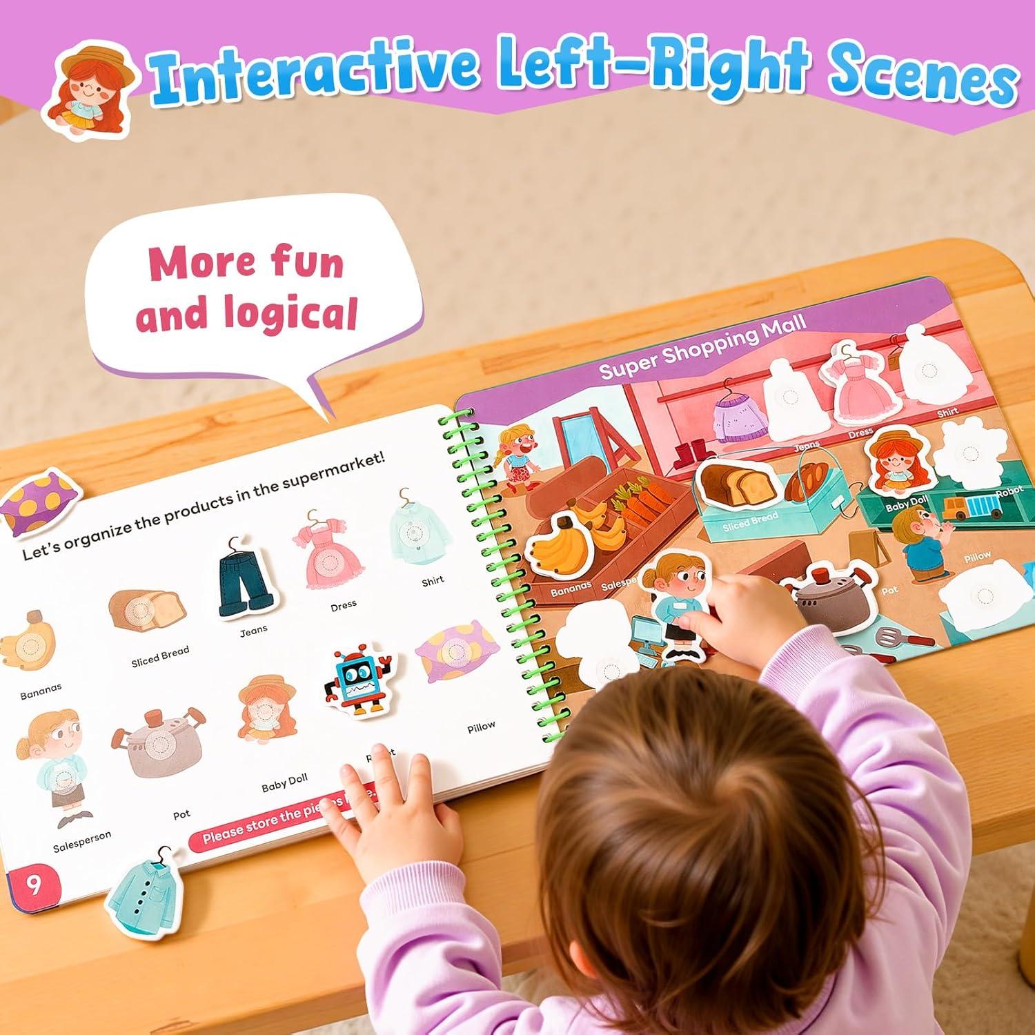JoyCat Preschool Busy Book for Toddlers 3-5, Learning Activities, Educational Sensory Toys, Autism Learning Material, Back to School, Birthdays Presents for Boys Girls(Daily Life)