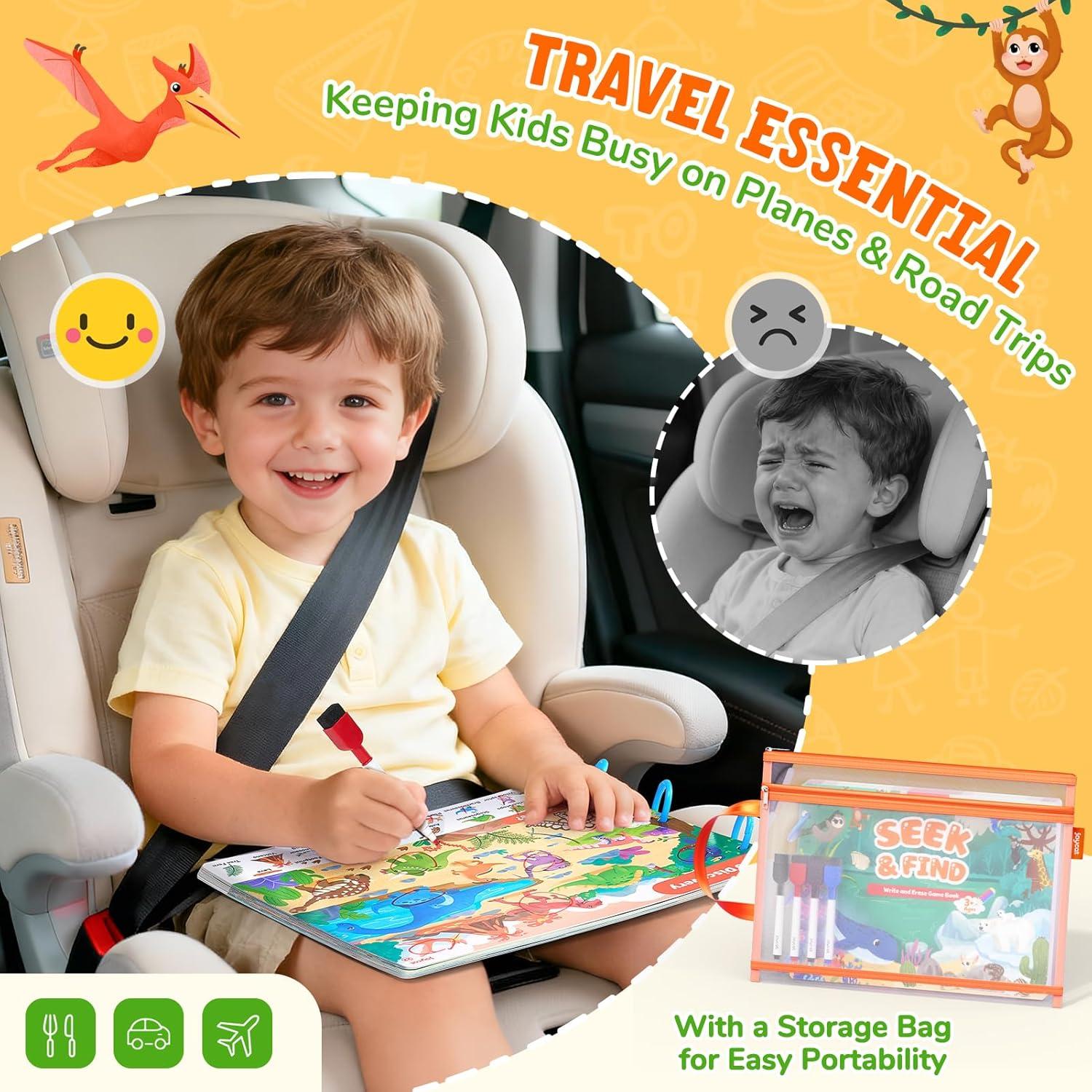 JoyCat Preschool Learning Activities Set (2-Pack) – Seek & Find Game Books and Letters Numbers Handwriting Practice Tracing Workbooks for Toddlers & Kids, Birthday Gifts for Girls and Boys Ages 3-5(4. Seek & Find Animals)