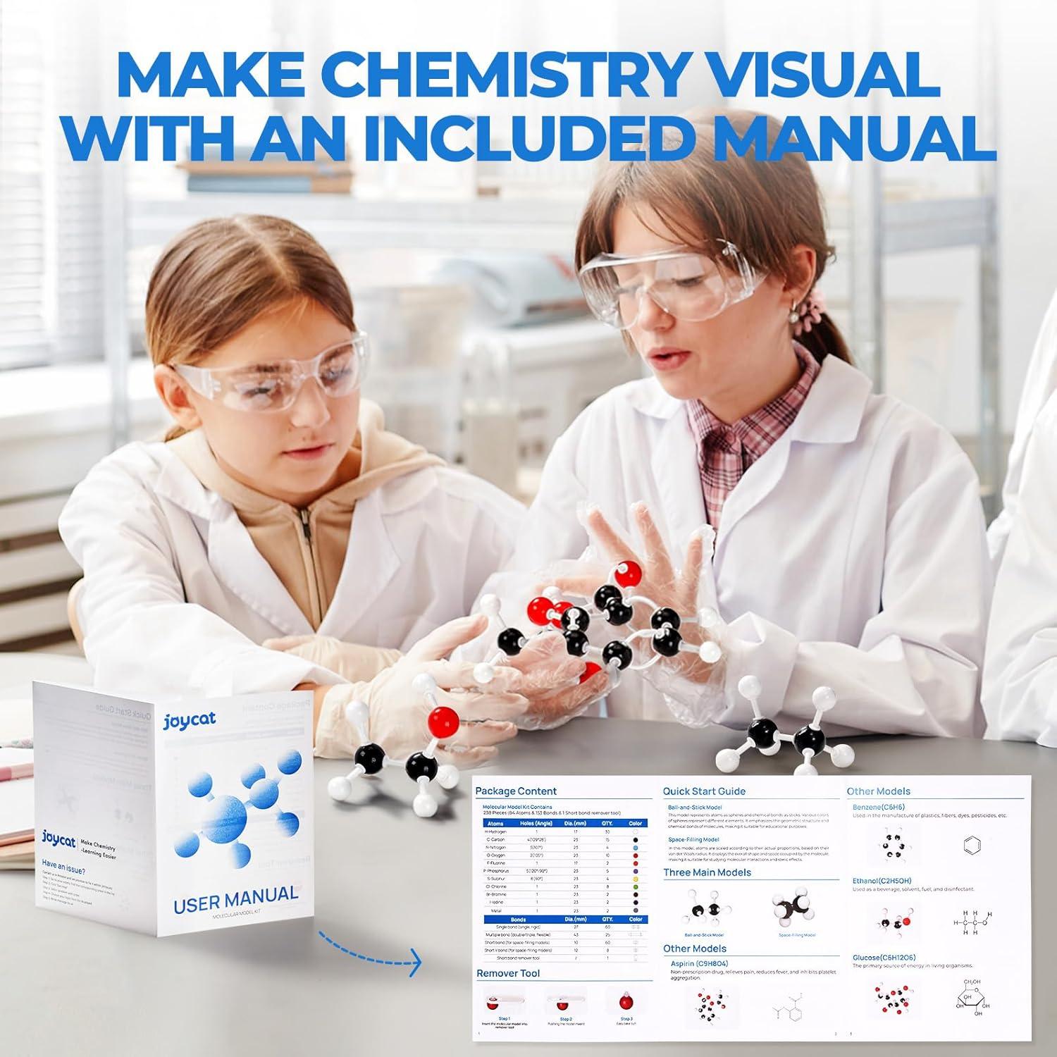 JoyCat Molecular Model Kit (404 pcs), Organic Chemistry Molecule Science Gifts for Ochem and Inorganic Students and Teachers(238 Pieces)
