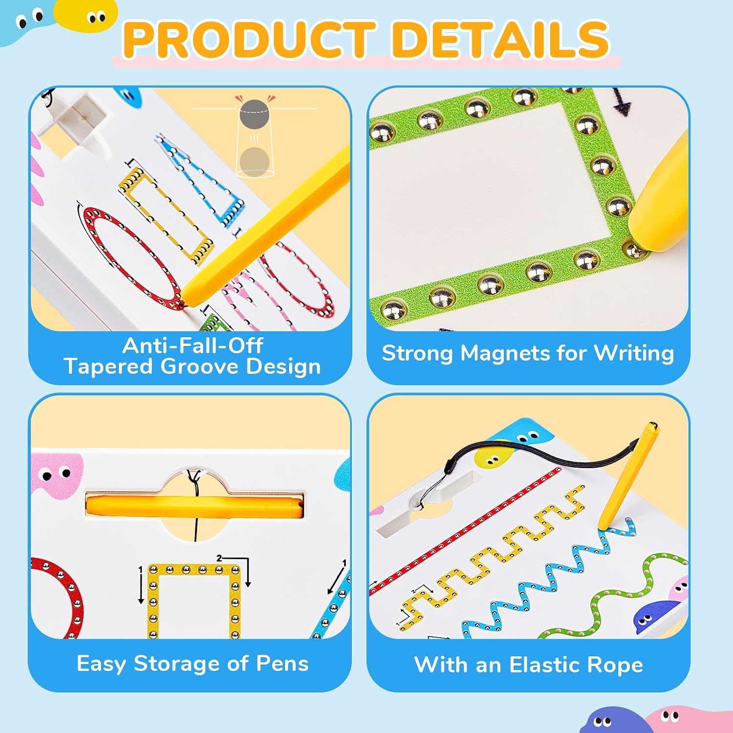 JoyCat Magnetic Shapes and Lines Tracing Board, 2-in-1 Double-Sided Pencil Control Toy for Toddlers & Kids, Preschool Educational Learning, Road Trip Car Activities, Birthday Gifts for Boys & Girls(Shape 1)
