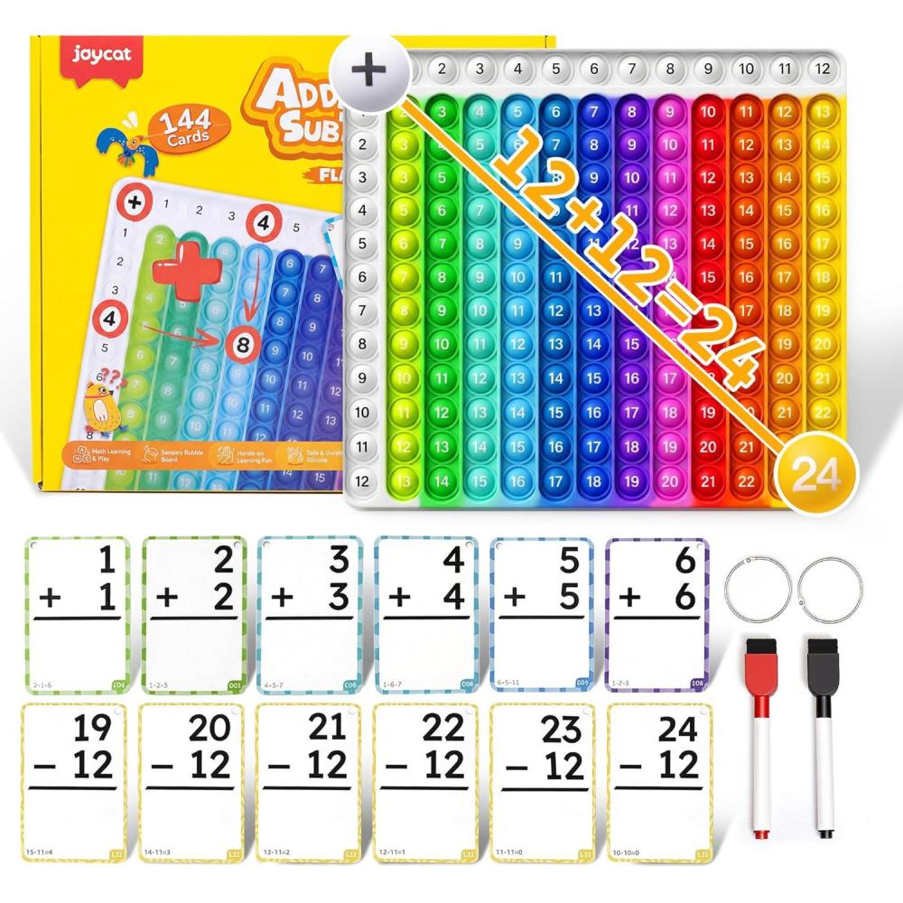 JoyCat Math Flash Cards and Chart for Kids Ages 4-8, 288 Double-Sided Flash Cards for Addition, Subtraction, Multiplication & Division, Interactive Math Learning Tool for Homeschool and Classroom(Addition Flash Cards)