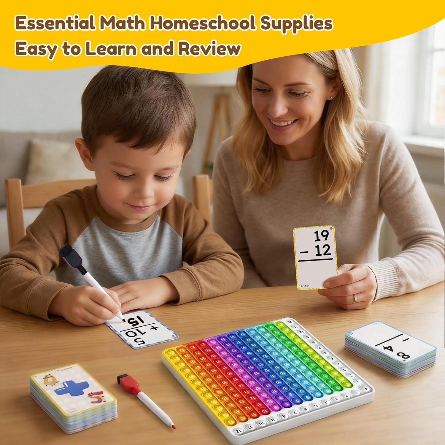 JoyCat Math Flash Cards and Chart for Kids Ages 4-8, 288 Double-Sided Flash Cards for Addition, Subtraction, Multiplication & Division, Interactive Math Learning Tool for Homeschool and Classroom(Addition Flash Cards)