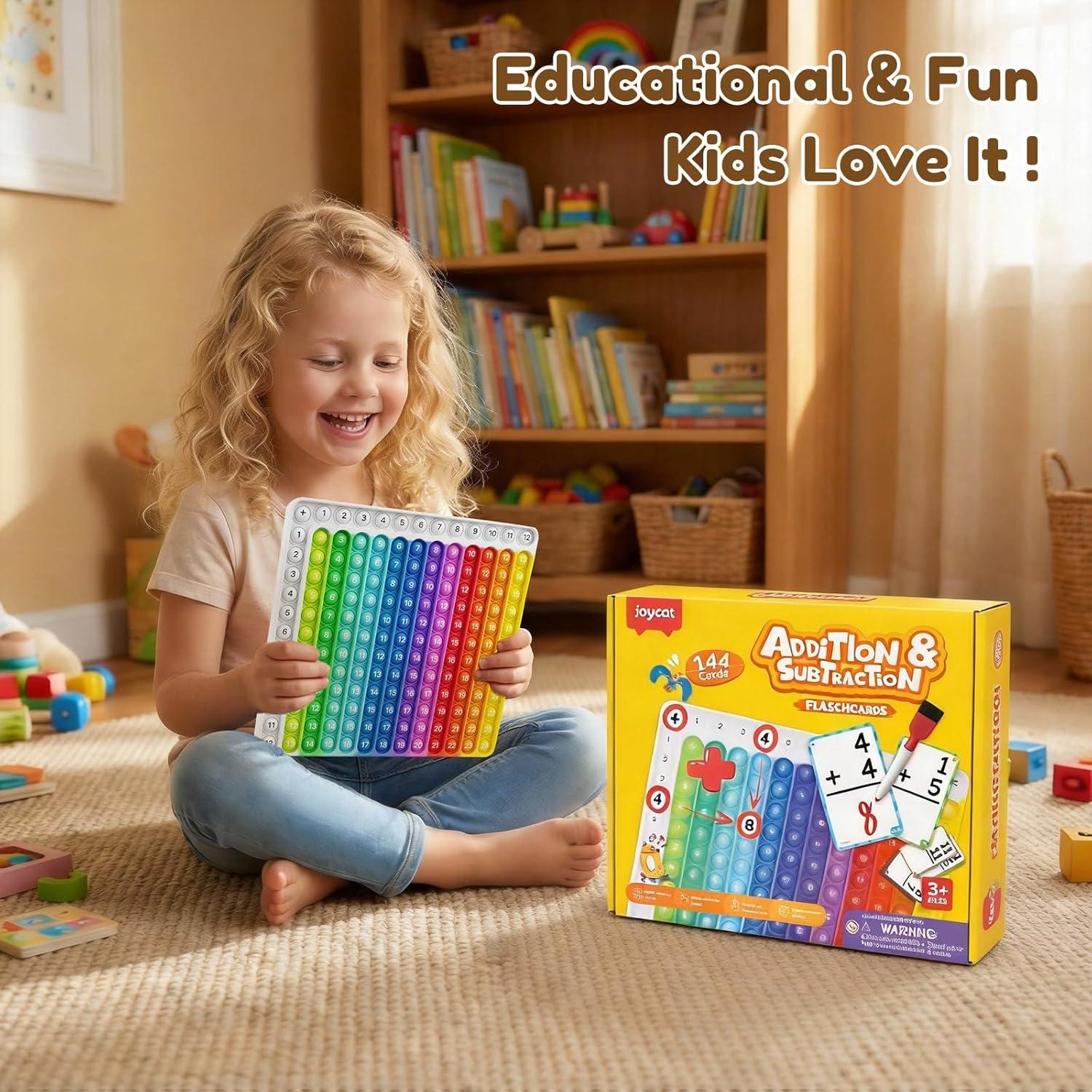 JoyCat Math Flash Cards and Chart for Kids Ages 4-8, 288 Double-Sided Flash Cards for Addition, Subtraction, Multiplication & Division, Interactive Math Learning Tool for Homeschool and Classroom(Addition Flash Cards)