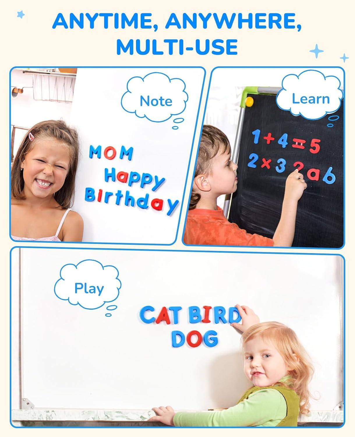 JoyCat Magnetic Letters and Numbers, Uppercase and Lowercase Alphabet Fridge Magnets, Preschool Educational Learning Plastic ABC 123 Colorful Toy Set, Math Symbols for Toddlers, Kids (78 PCS)