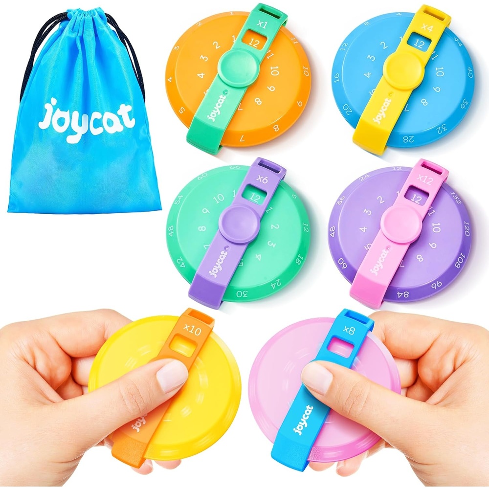 JoyCat Math Fidget Spinners, Multiplication Fidget Toys for Kids (6 Pcs)(6 Pcs Multiplication Sets)