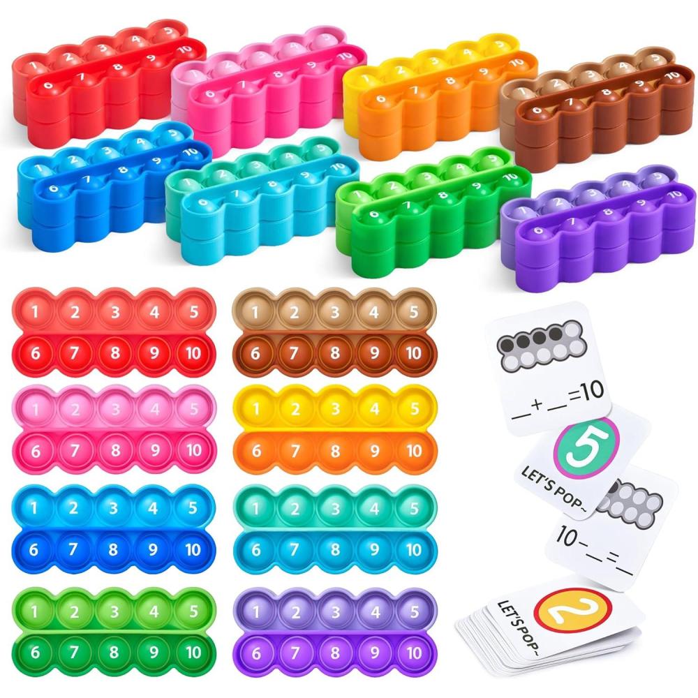 Joycat Ten-Frame Math Learning Tools for Elementary-24 Ten Frames and 20 Task Cards Math Counting Game for Preschool Kindergarten Classroom Learning Activities Kids Ages 3-5(24 Ten Frame Boards + Task Cards)