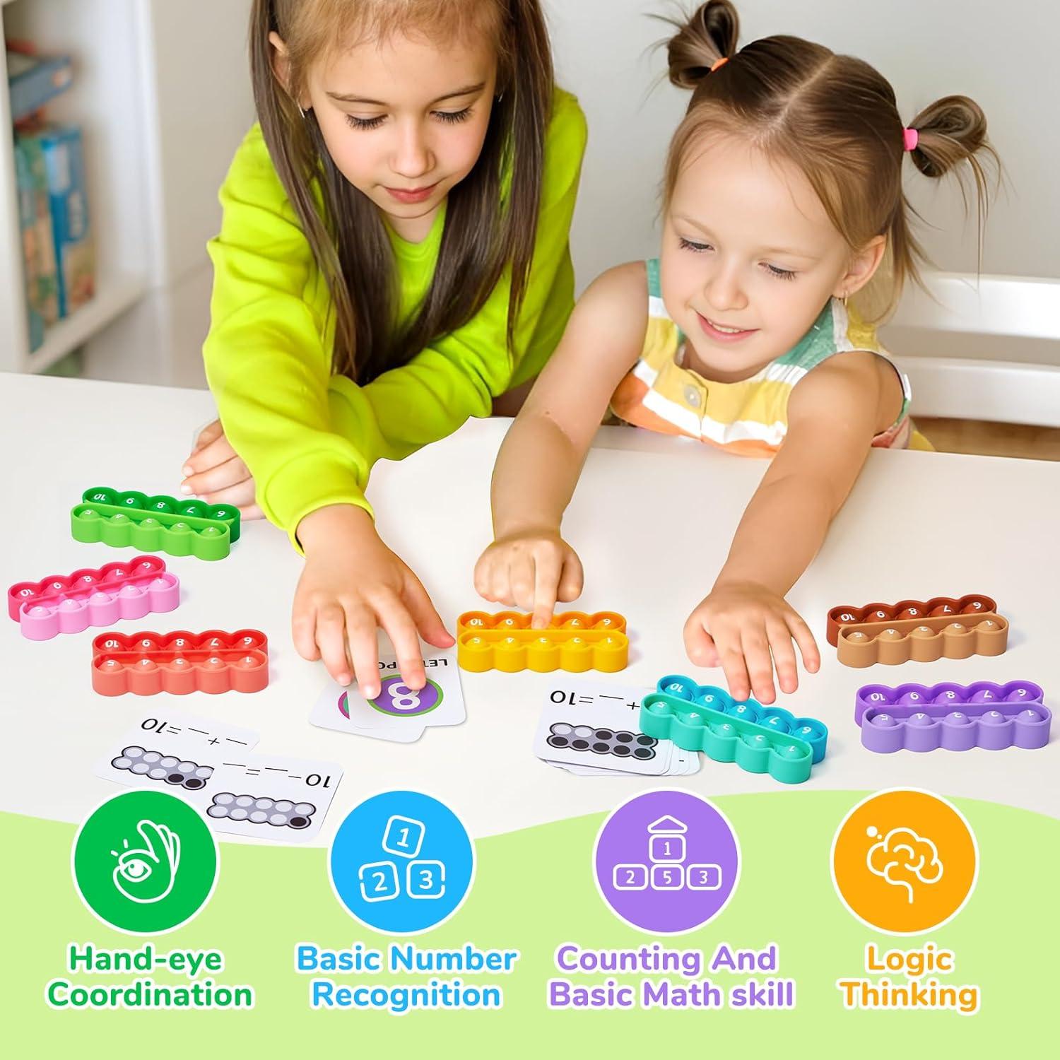 Joycat Ten-Frame Math Learning Tools for Elementary-24 Ten Frames and 20 Task Cards Math Counting Game for Preschool Kindergarten Classroom Learning Activities Kids Ages 3-5(24 Ten Frame Boards + Task Cards)