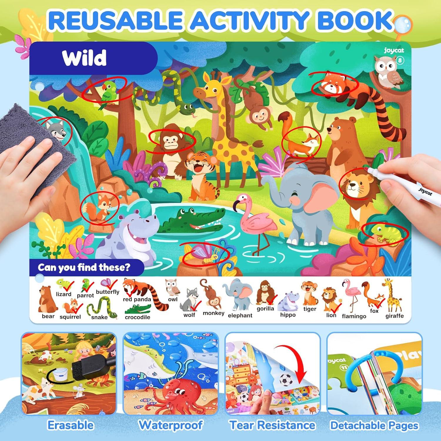 JoyCat Preschool Learning Activities Set (2-Pack) – Seek & Find Game Books and Letters Numbers Handwriting Practice Tracing Workbooks for Toddlers & Kids, Birthday Gifts for Girls and Boys Ages 3-5(2. Seek & Find)