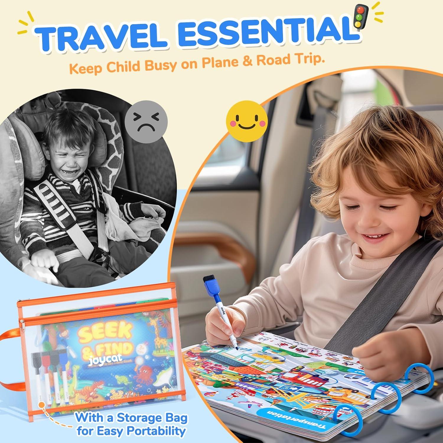 JoyCat Preschool Learning Activities Set (2-Pack) – Seek & Find Game Books and Letters Numbers Handwriting Practice Tracing Workbooks for Toddlers & Kids, Birthday Gifts for Girls and Boys Ages 3-5(2. Seek & Find)