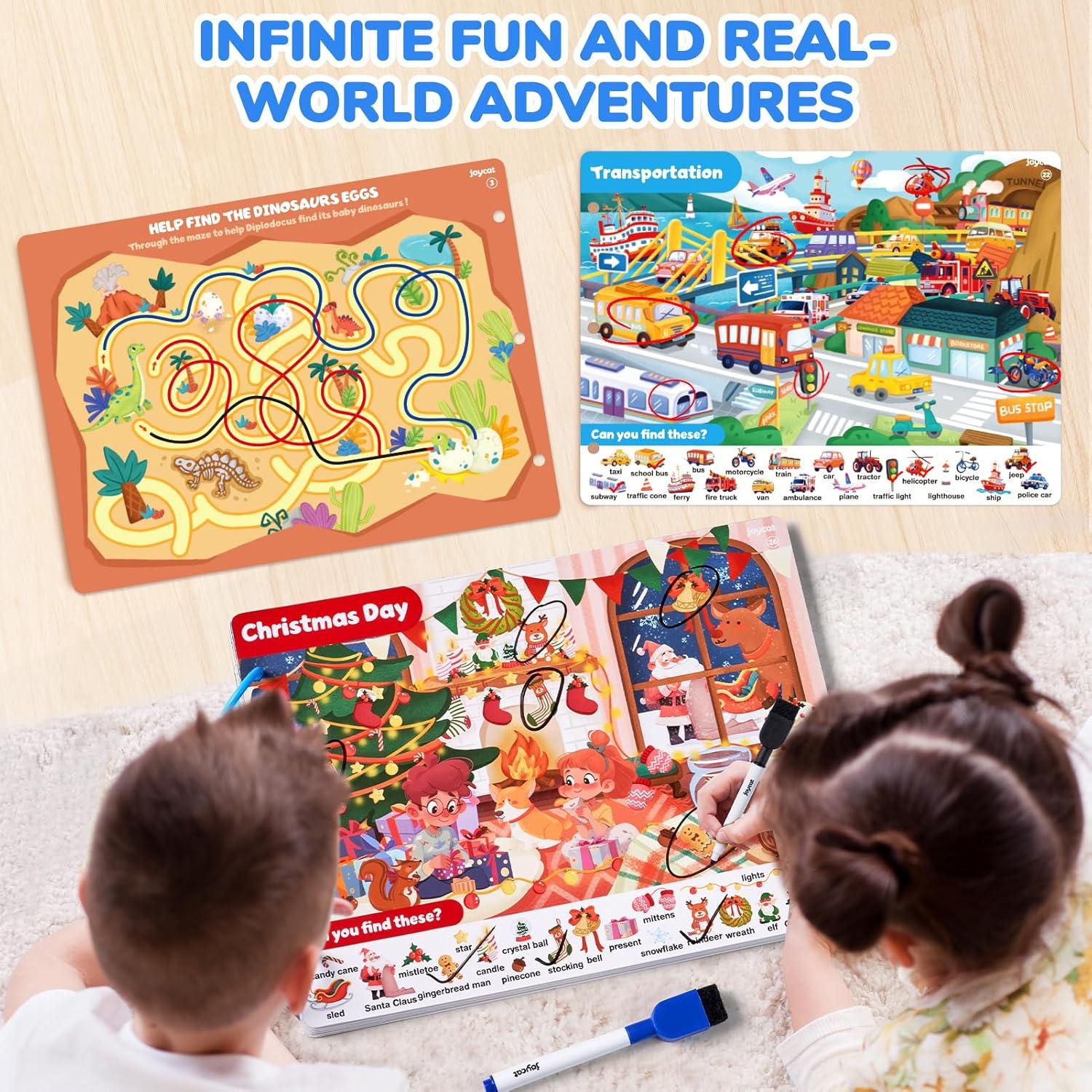 JoyCat Preschool Learning Activities Set (2-Pack) – Seek & Find Game Books and Letters Numbers Handwriting Practice Tracing Workbooks for Toddlers & Kids, Birthday Gifts for Girls and Boys Ages 3-5(2. Seek & Find)