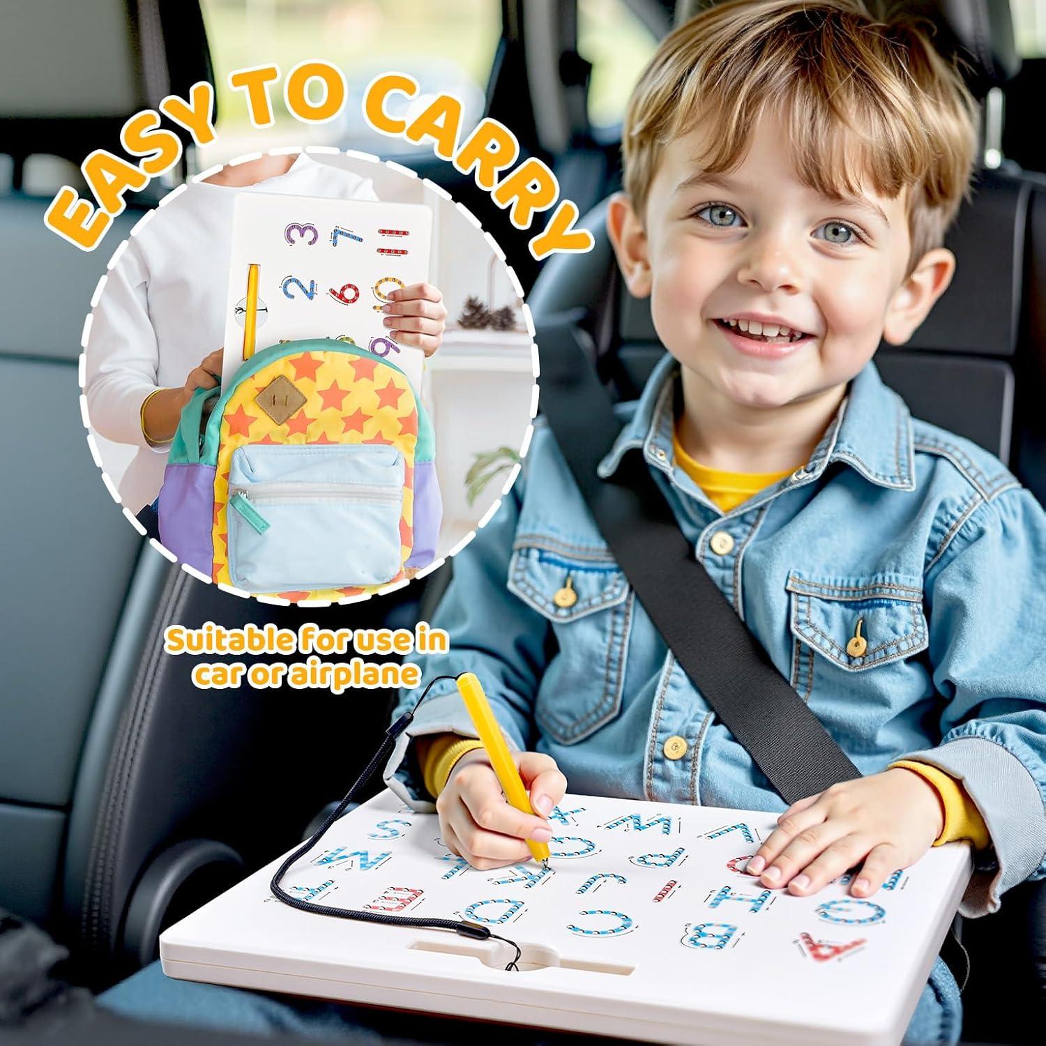 GAMENOTE Magnetic Number Tracing Board, 2 in 1 Double Sided Numbers 1-20 Writing Board for Toddlers & Kids, Preschool Handwriting Learning Toys, Educational Math Manipulatives(Letter+Number)