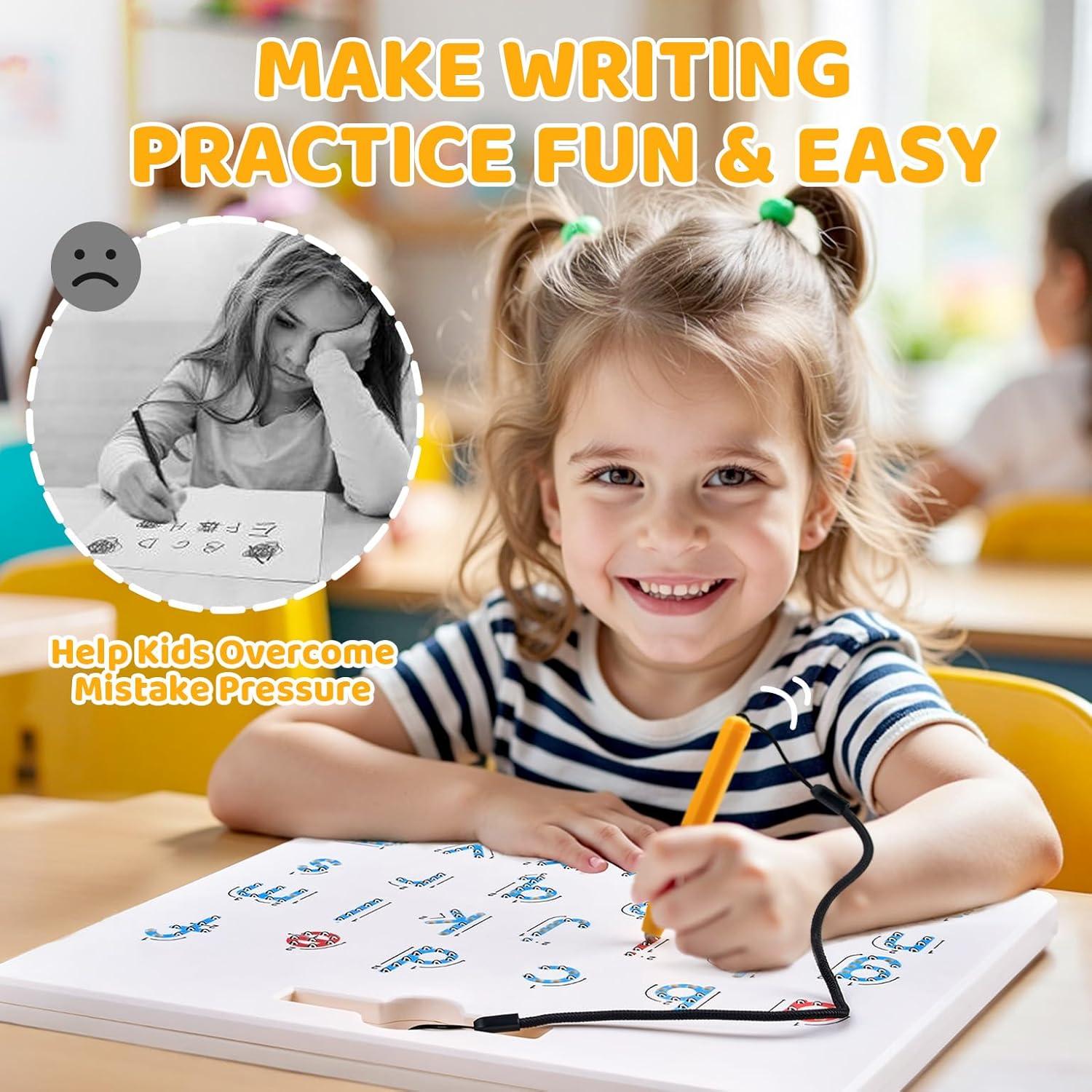 GAMENOTE Magnetic Number Tracing Board, 2 in 1 Double Sided Numbers 1-20 Writing Board for Toddlers & Kids, Preschool Handwriting Learning Toys, Educational Math Manipulatives(Letter+Number)