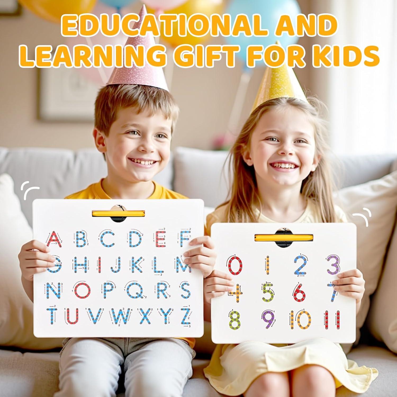 GAMENOTE Magnetic Number Tracing Board, 2 in 1 Double Sided Numbers 1-20 Writing Board for Toddlers & Kids, Preschool Handwriting Learning Toys, Educational Math Manipulatives(Letter+Number)