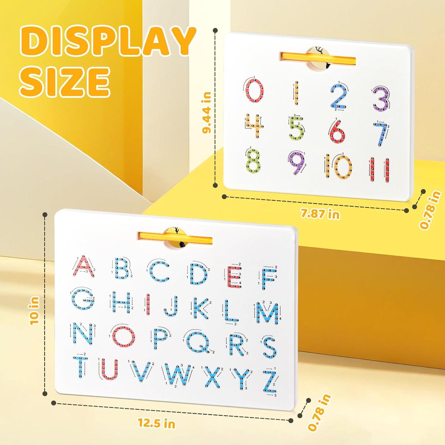 GAMENOTE Magnetic Number Tracing Board, 2 in 1 Double Sided Numbers 1-20 Writing Board for Toddlers & Kids, Preschool Handwriting Learning Toys, Educational Math Manipulatives(Letter+Number)