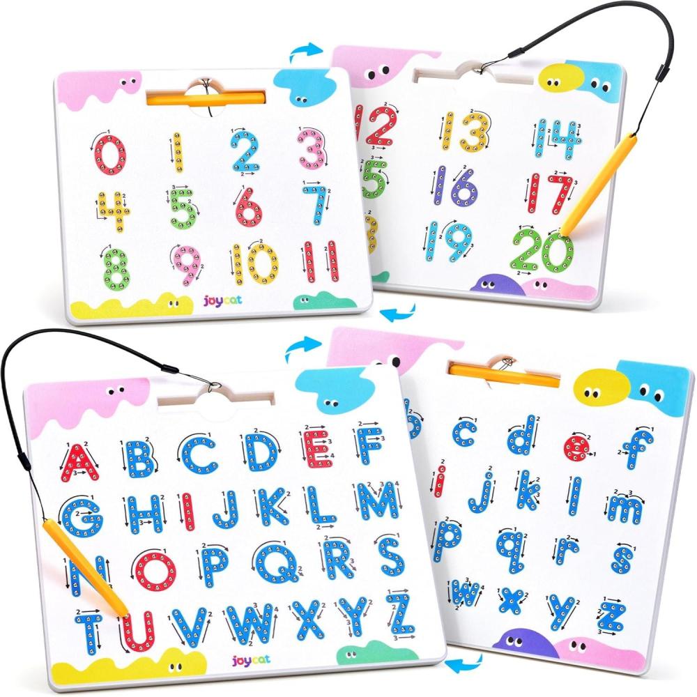 JoyCat Double-Sided Magnetic Number Tracing Board – 2-in-1 Numbers 1-20 Writing Toys for Toddlers & Kids, Preschool Math Manipulatives, Kindergarten Educational Learning Gifts for 3-5 Year Olds(Letter+Number)