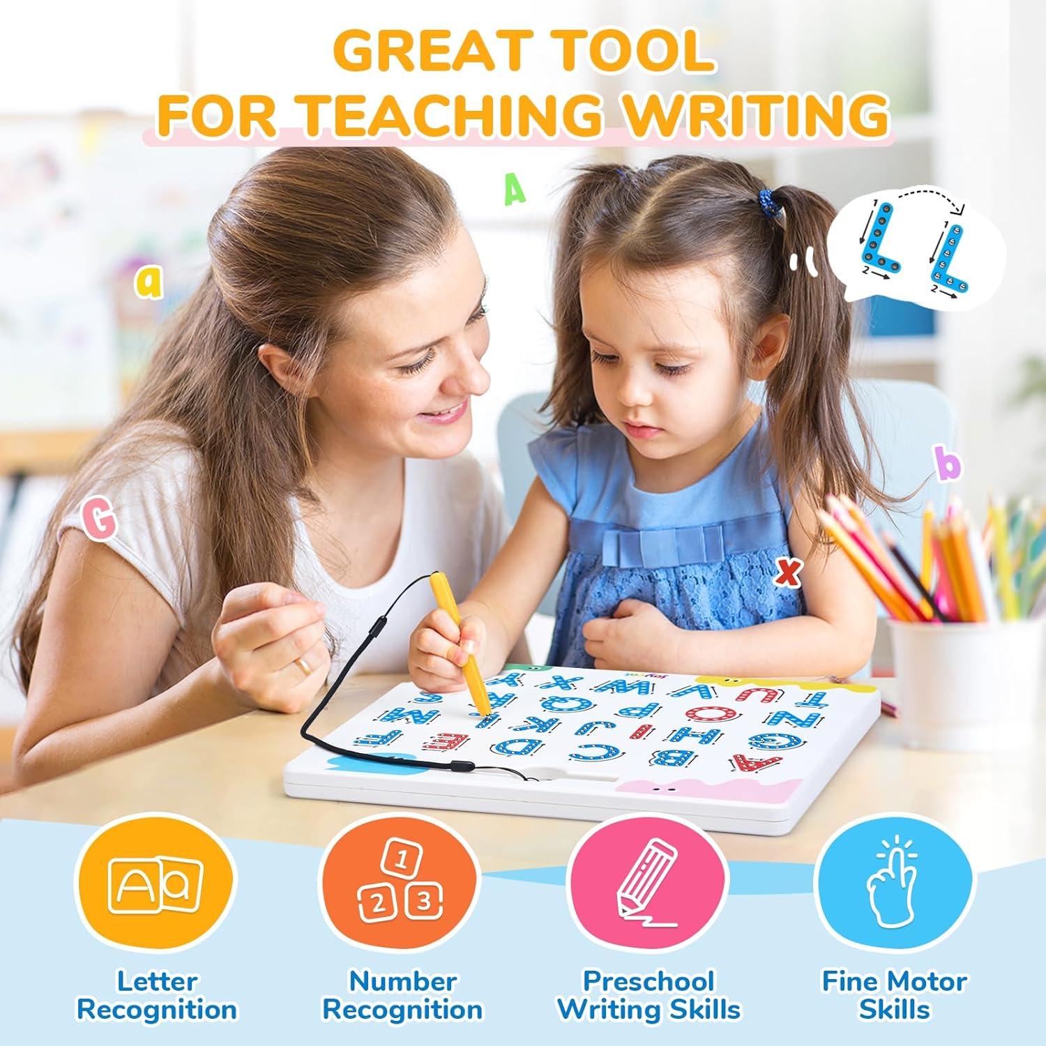 JoyCat Double-Sided Magnetic Number Tracing Board – 2-in-1 Numbers 1-20 Writing Toys for Toddlers & Kids, Preschool Math Manipulatives, Kindergarten Educational Learning Gifts for 3-5 Year Olds(Letter+Number)