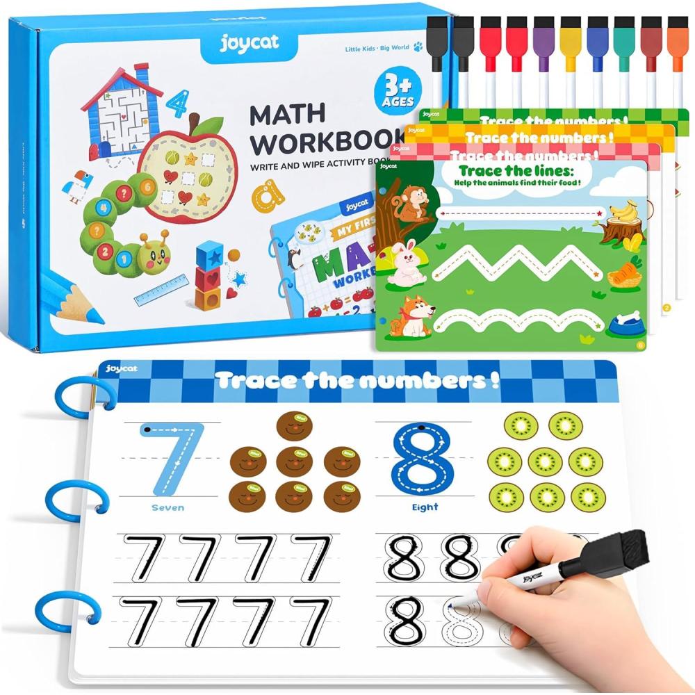 JoyCat Preschool Learning Activities Set (2-Pack) – Seek & Find Game Books and Letters Numbers Handwriting Practice Tracing Workbooks for Toddlers & Kids, Birthday Gifts for Girls and Boys Ages 3-5(5. Math)