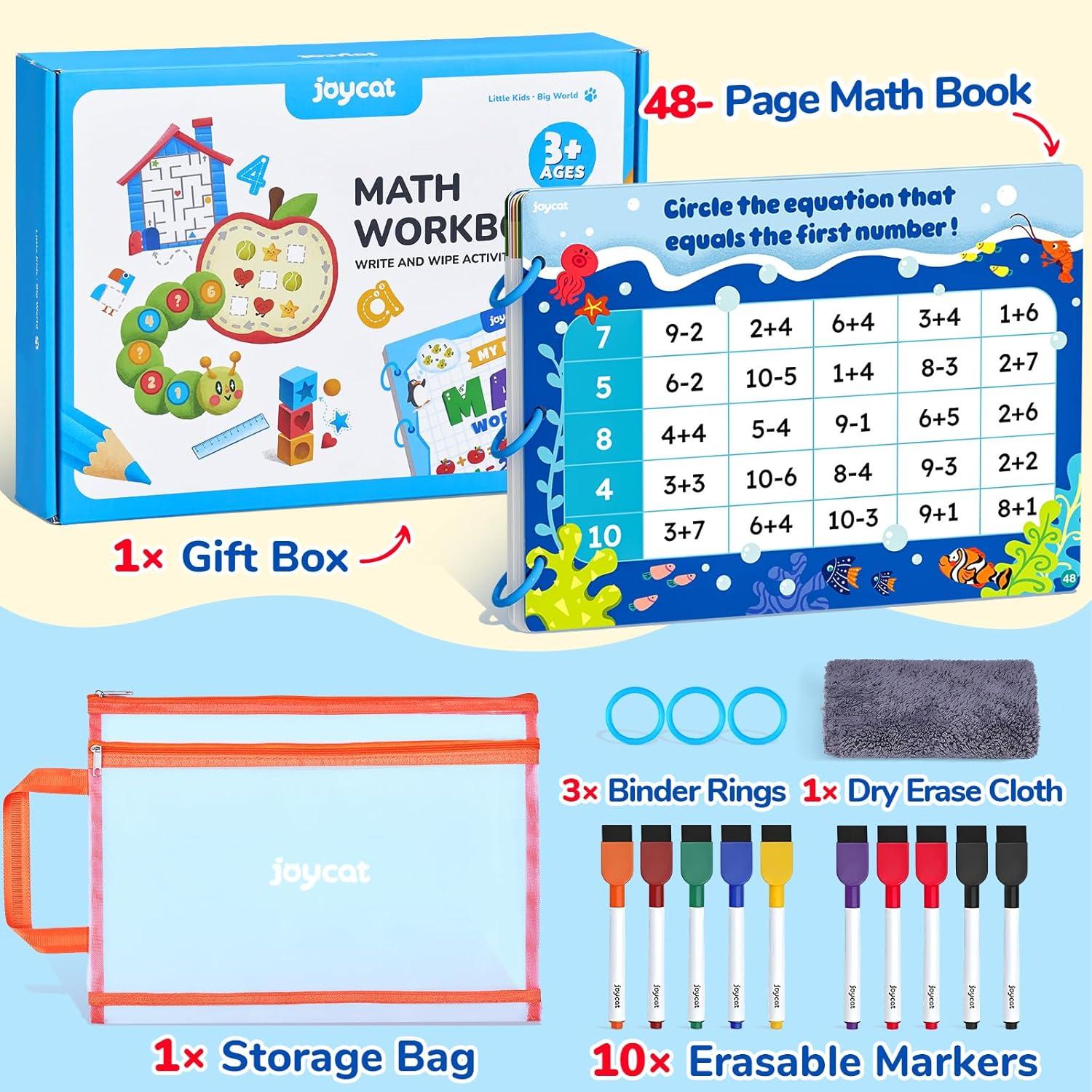 JoyCat Preschool Learning Activities Set (2-Pack) – Seek & Find Game Books and Letters Numbers Handwriting Practice Tracing Workbooks for Toddlers & Kids, Birthday Gifts for Girls and Boys Ages 3-5(5. Math)