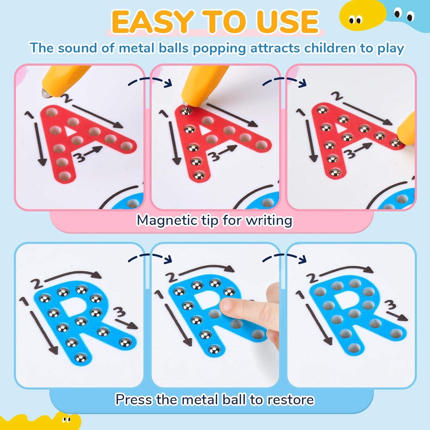 JoyCat Double-Sided Magnetic Number Tracing Board – 2-in-1 Numbers 1-20 Writing Toys for Toddlers & Kids, Preschool Math Manipulatives, Kindergarten Educational Learning Gifts for 3-5 Year Olds(Letter)