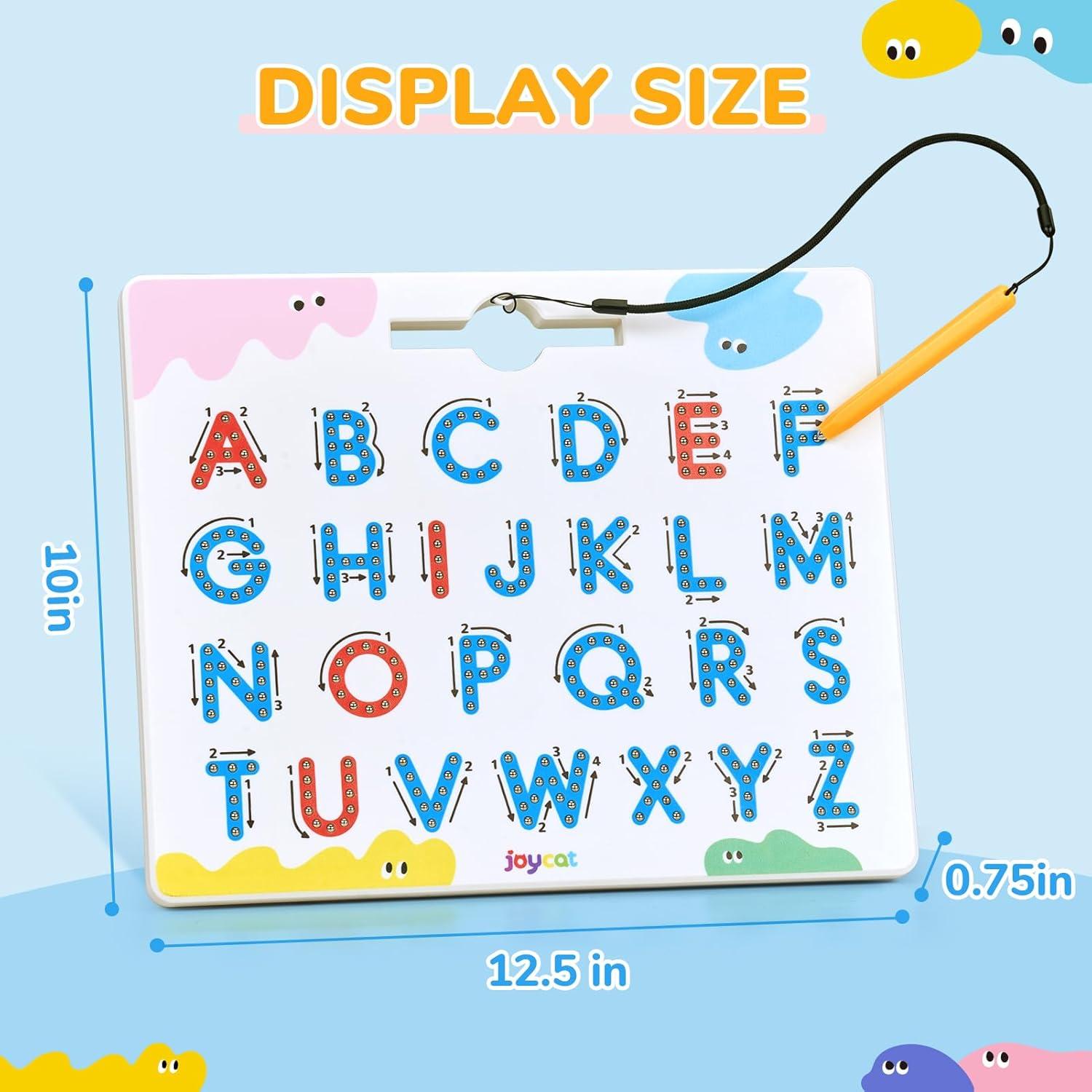 JoyCat Double-Sided Magnetic Number Tracing Board – 2-in-1 Numbers 1-20 Writing Toys for Toddlers & Kids, Preschool Math Manipulatives, Kindergarten Educational Learning Gifts for 3-5 Year Olds(Letter)