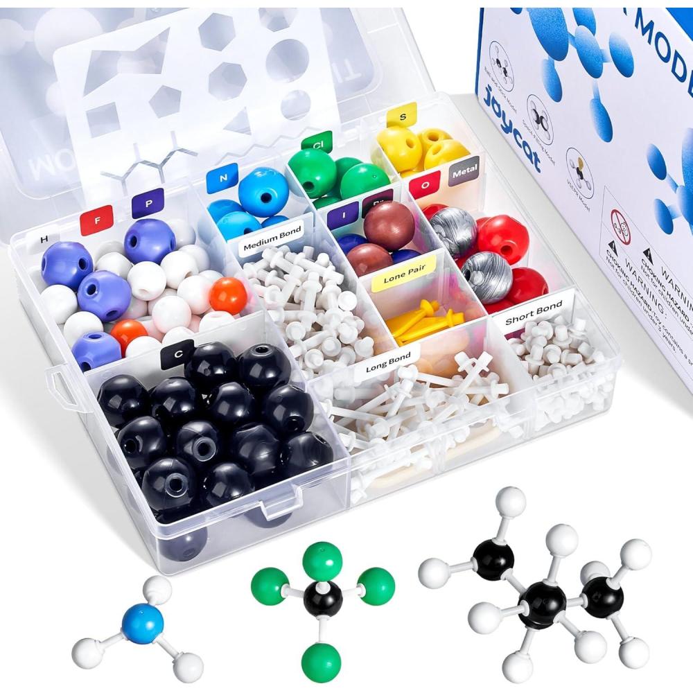 JoyCat Molecular Model Kit (404 pcs), Organic Chemistry Molecule Science Gifts for Ochem and Inorganic Students and Teachers(246 Pieces (with 2-hole & 3-hole Carbon Atoms))