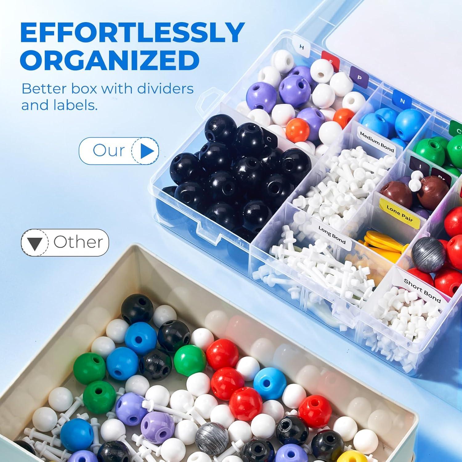 JoyCat Molecular Model Kit (404 pcs), Organic Chemistry Molecule Science Gifts for Ochem and Inorganic Students and Teachers(246 Pieces (with 2-hole & 3-hole Carbon Atoms))