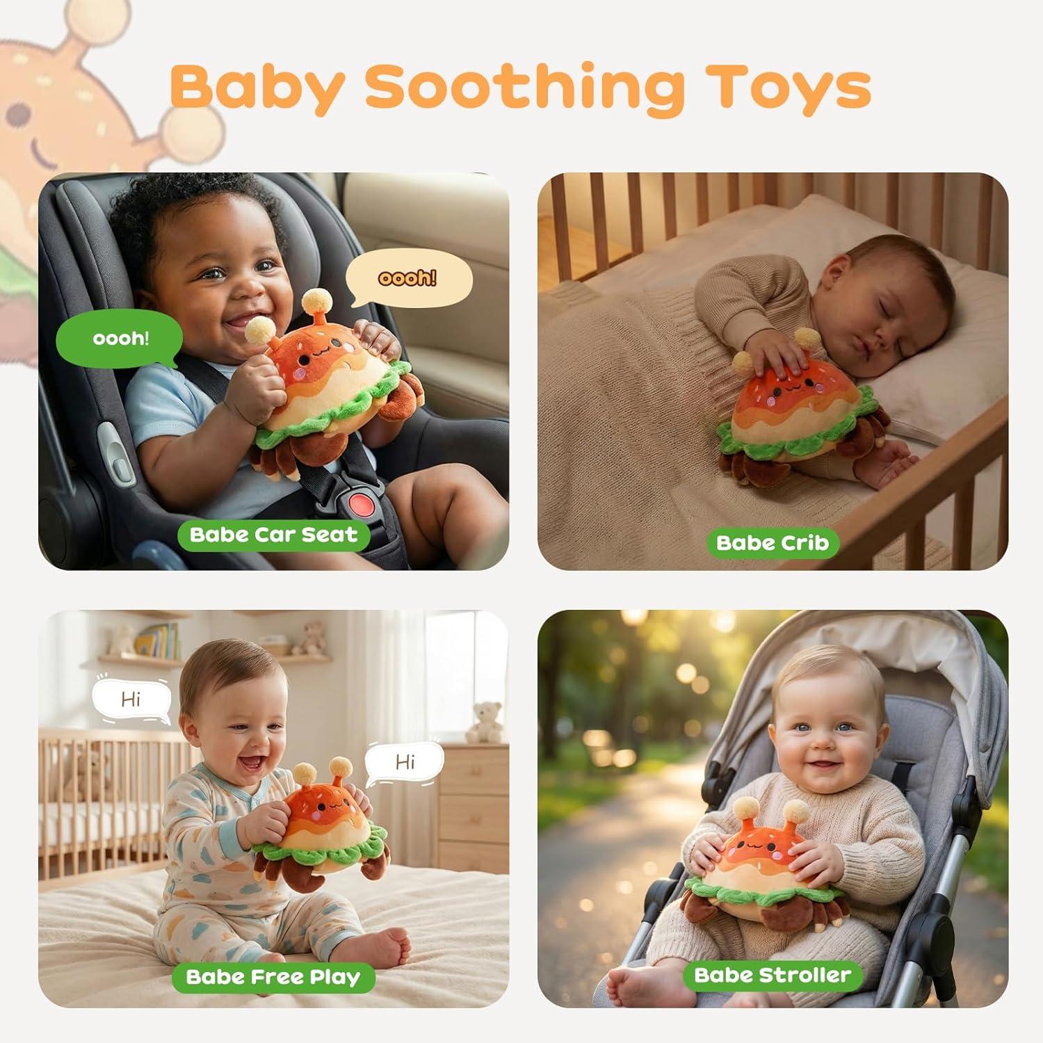 JoyCat Baby Toys 0-18 Months, Musical Crawling Crab Plush Toy – 38 Songs & Recording Feature, Bouncing Tummy Time Toy, Sensory Toys with Crinkle & Textures for Newborn Boys Girl Shower Gifts