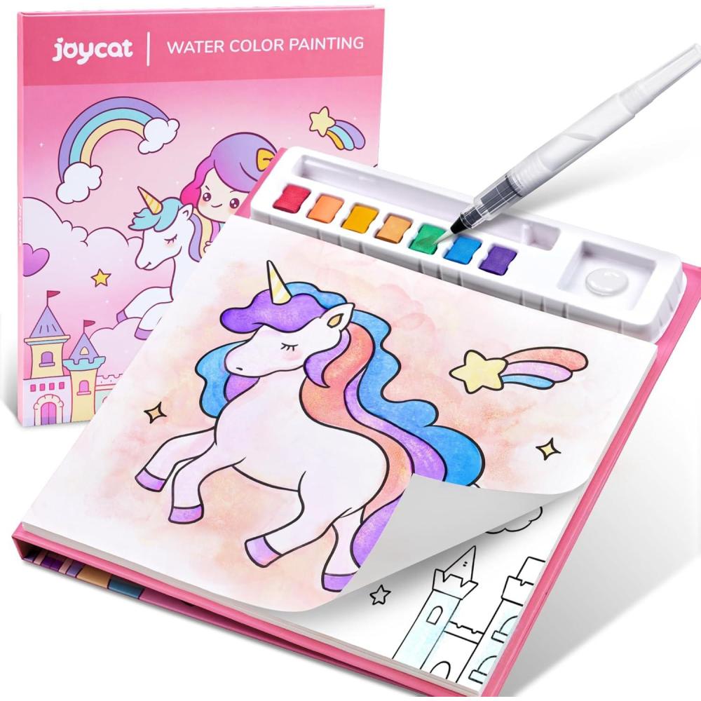 JoyCat Paint with Water Coloring Books for Toddlers, Watercolor Painting Sets for Kids Ages 3-5 4-8, Arts and Crafts Drawing Activities Toy Birthday Gift for Boys Girls (Animal & Alphabet)(Magical Pony)