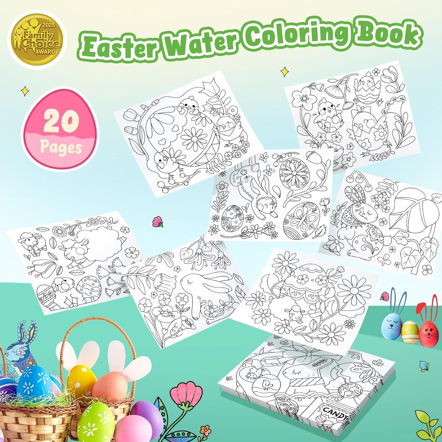 JoyCat Paint with Water Coloring Books for Toddlers, Watercolor Painting Sets for Kids Ages 3-5 4-8, Arts and Crafts Drawing Activities Toy Birthday Gift for Boys Girls (Animal & Alphabet)(Easter)