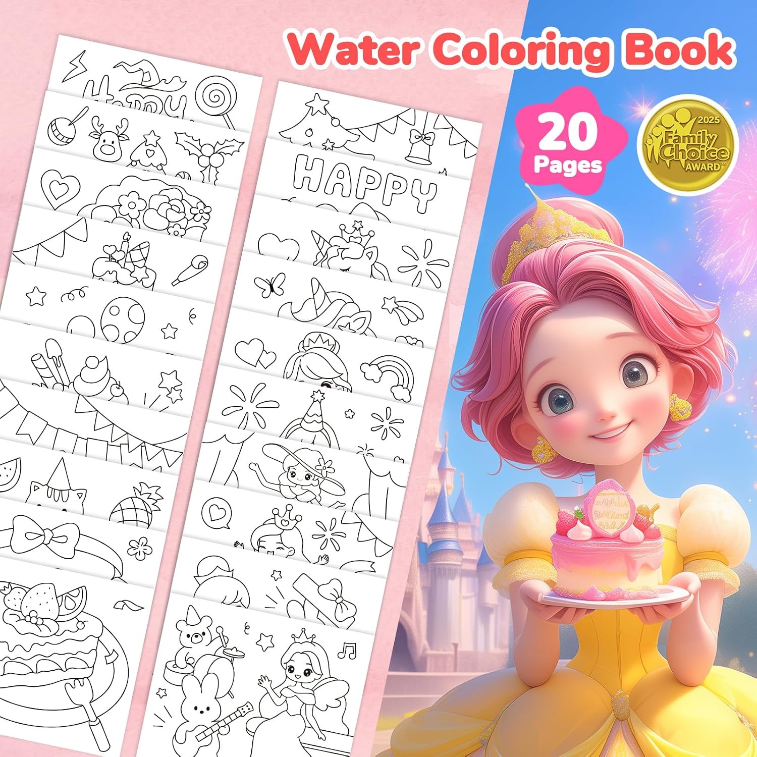 JoyCat Paint with Water Coloring Books for Toddlers, Watercolor Painting Sets for Kids Ages 3-5 4-8, Arts and Crafts Drawing Activities Toy Birthday Gifts for Boys Girls (Halloween)(Party)