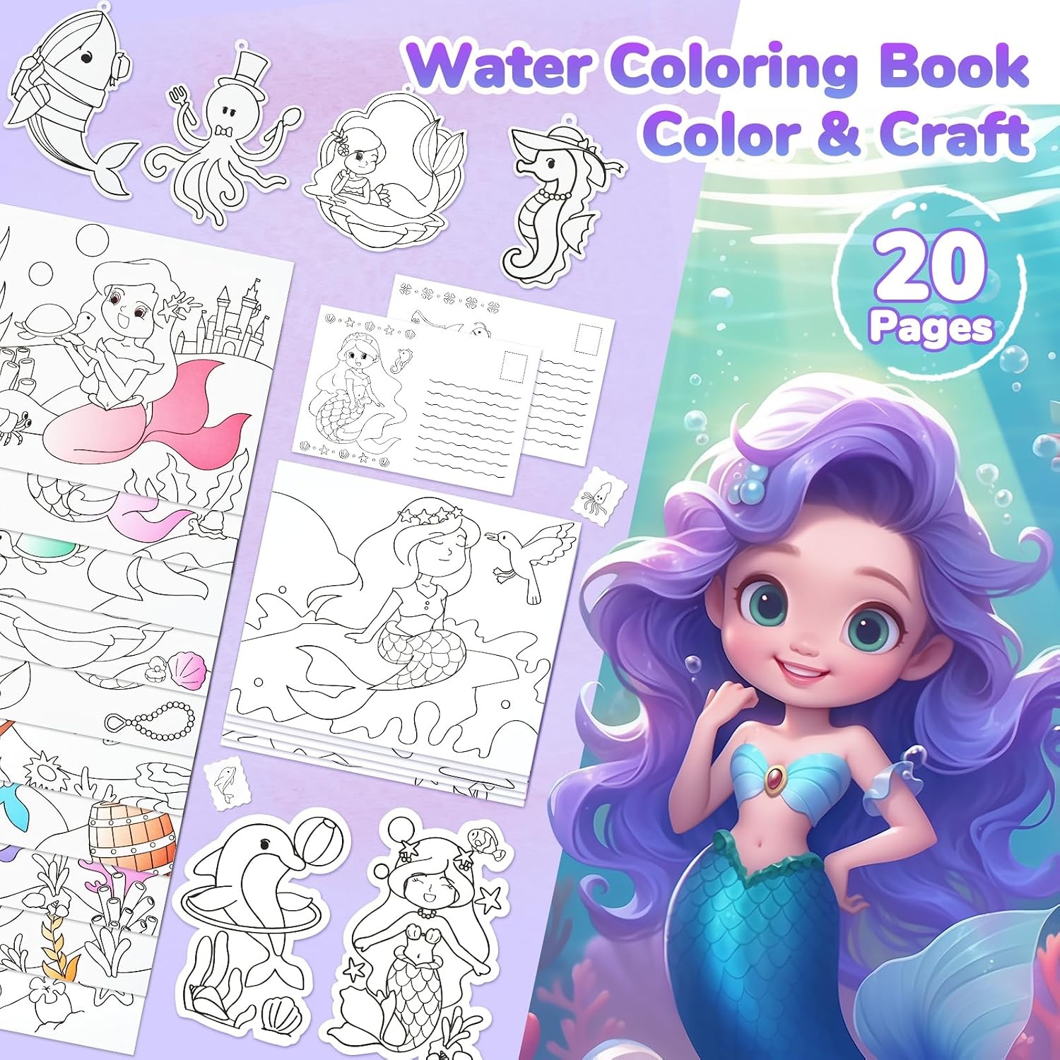 JoyCat Paint with Water Coloring Books for Toddlers (Thanksgiving)(Underwater World)